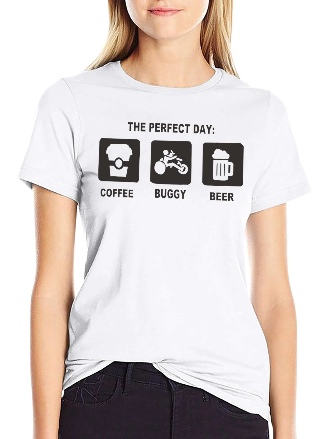 Perfect Day Coffee Buggy Beer Black T-Shirt