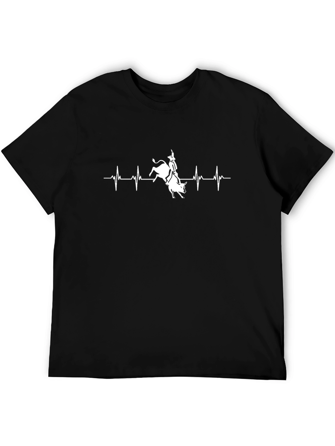 Bull Rider Heartbeat Graphic Tee - Black