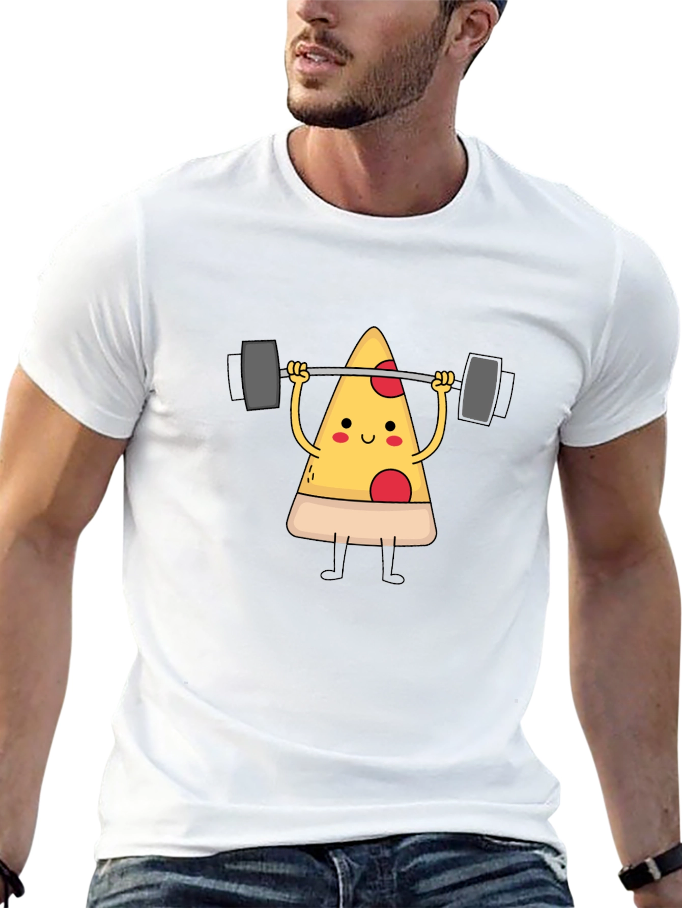 Pizza Lifting Barbell Graphic T-Shirt