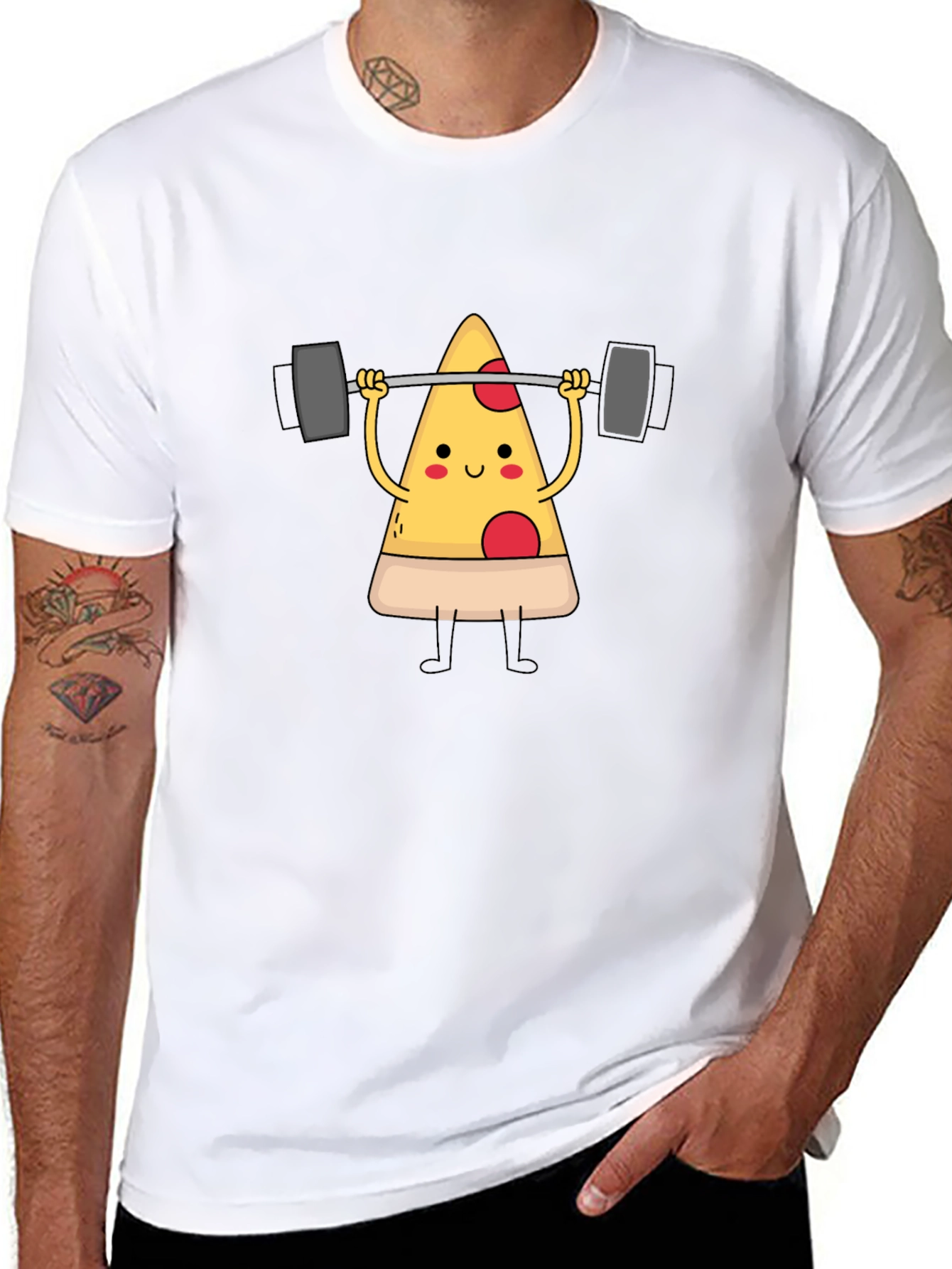 Pizza Lifting Barbell Graphic T-Shirt