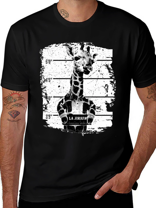 La Jirafa Mugshot Tee - Black Crew Neck Graphic T-Shirt