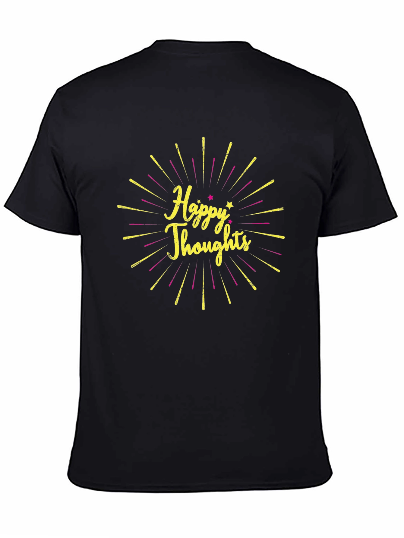 Happy Thoughts Graphic Tee - Black Cotton Casual Shirt