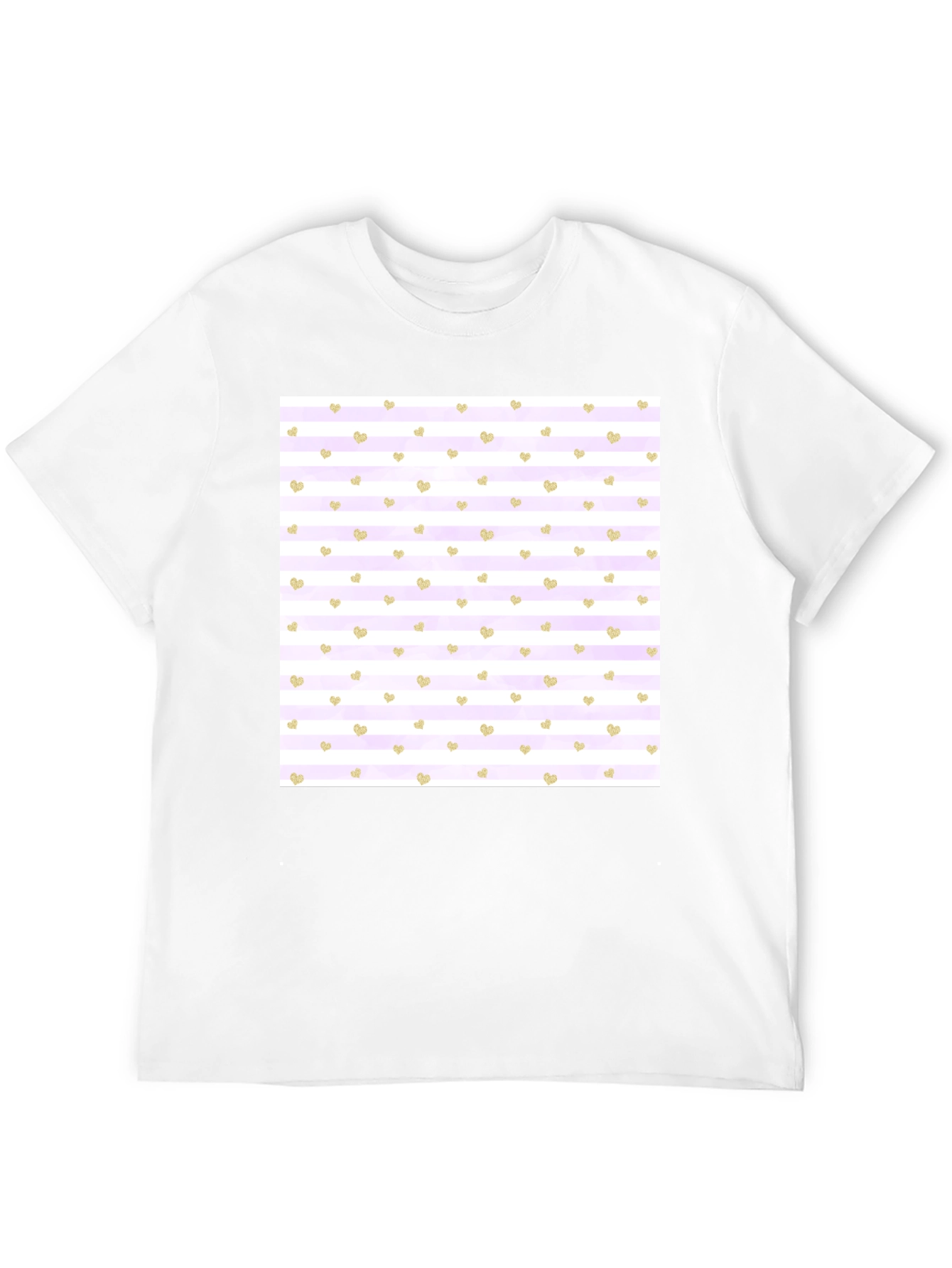 Striped Heart Pattern Tee - Stylish & Comfortable