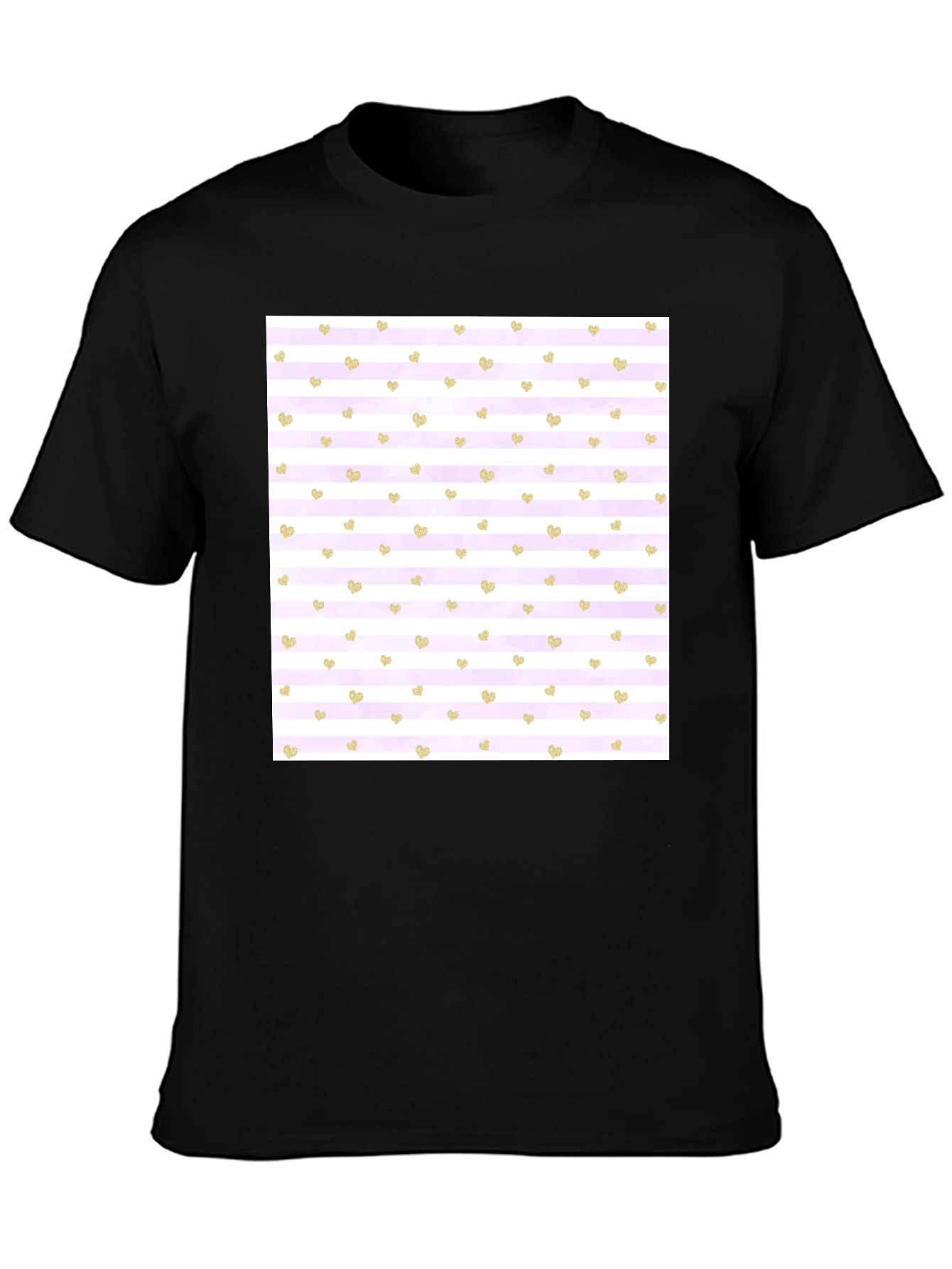 Striped Heart Pattern Tee - Stylish & Comfortable