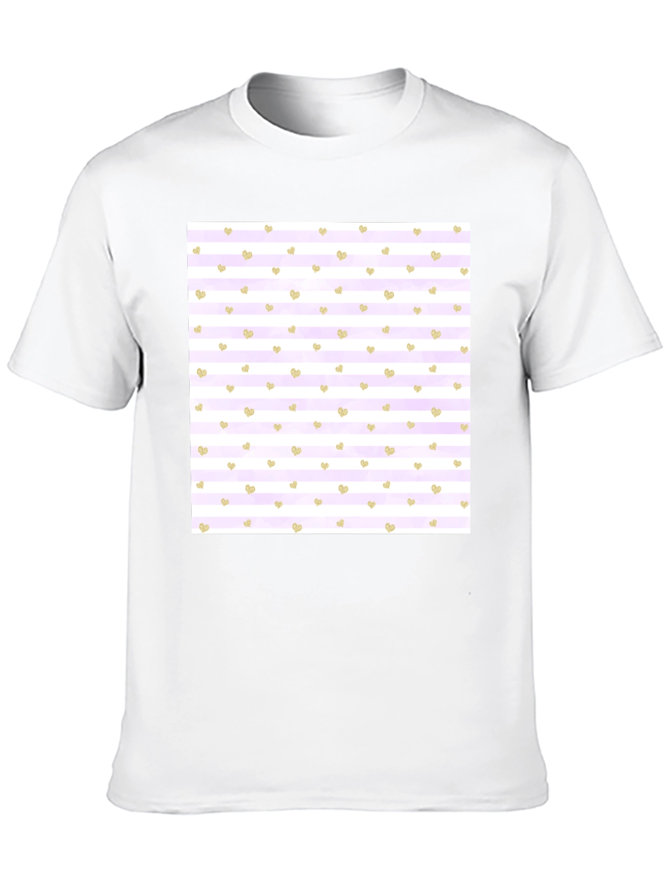 Striped Heart Pattern Tee - Stylish & Comfortable