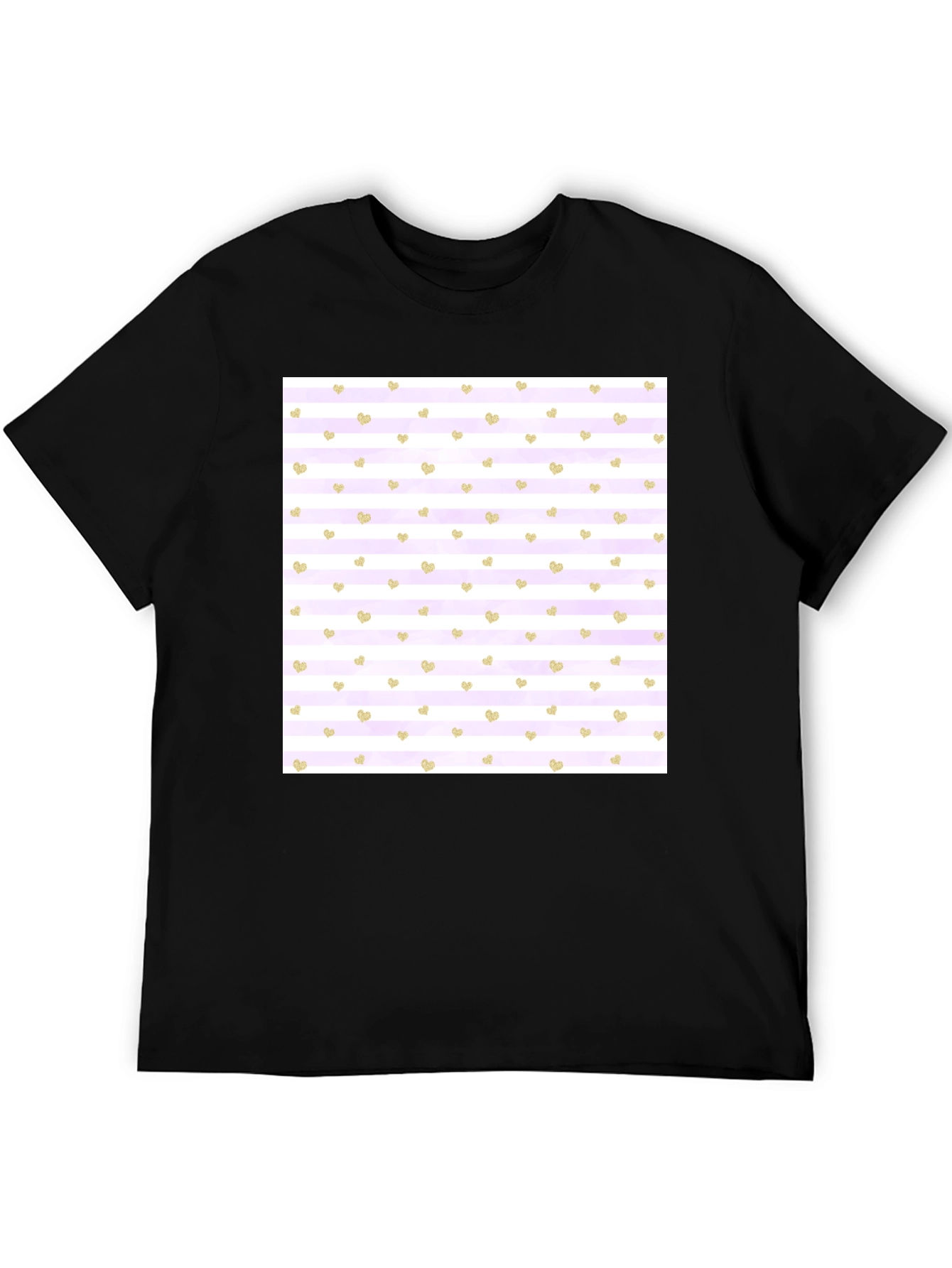 Striped Heart Pattern Tee - Stylish & Comfortable