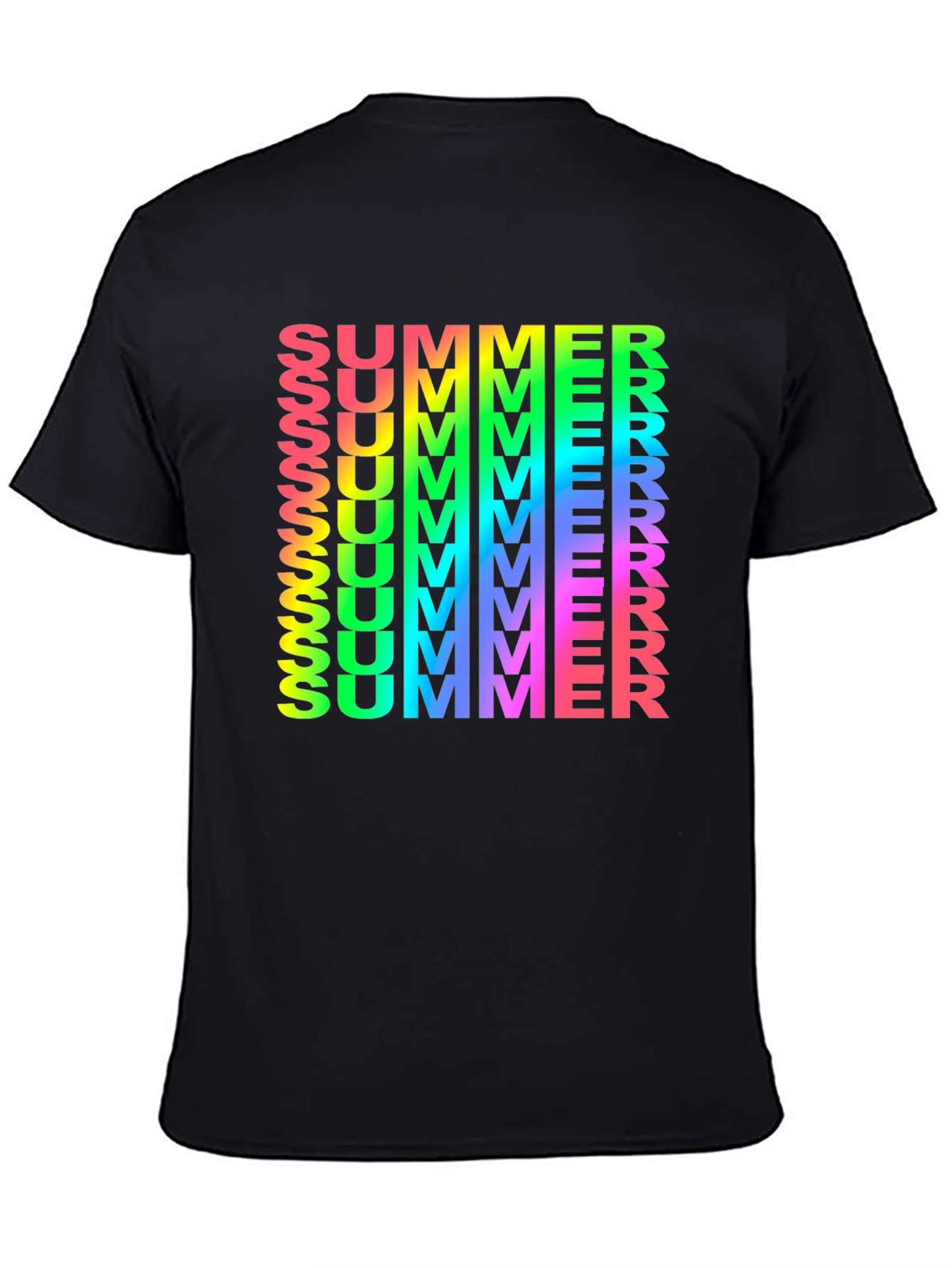 Rainbow Summer Print Black T-Shirt