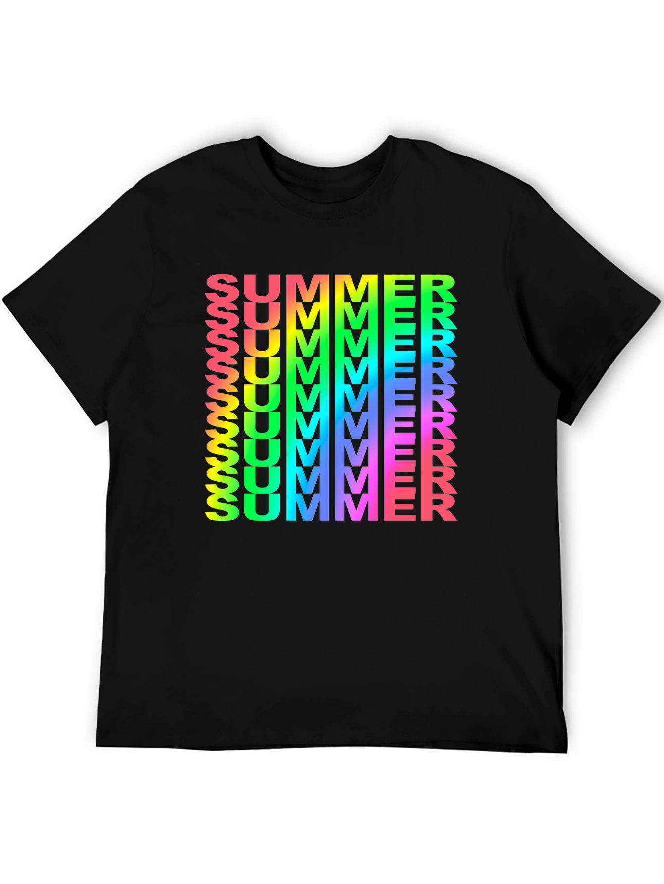 Rainbow Summer Print Black T-Shirt