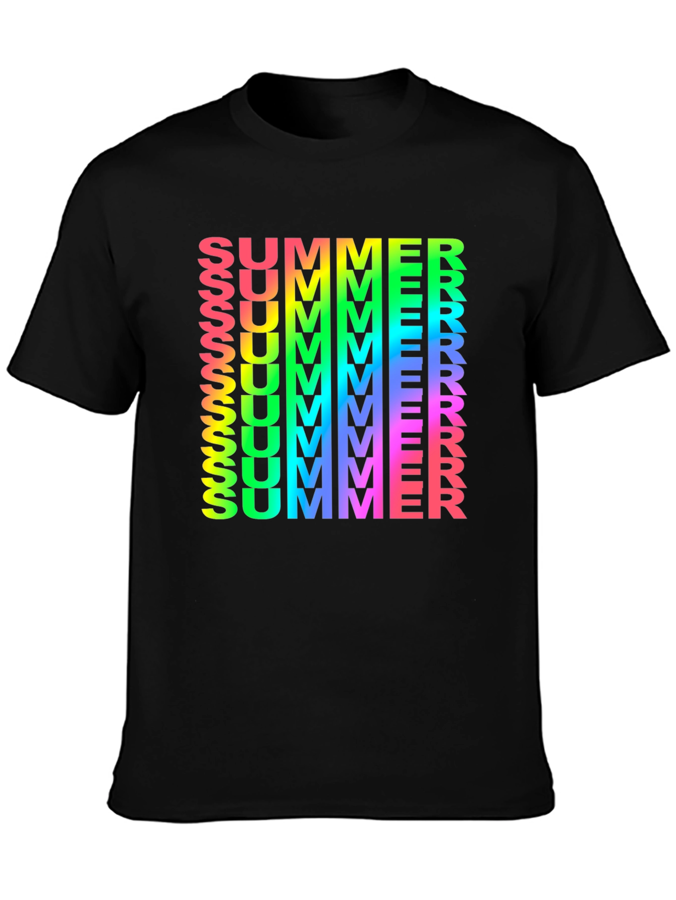 Rainbow Summer Print Black T-Shirt