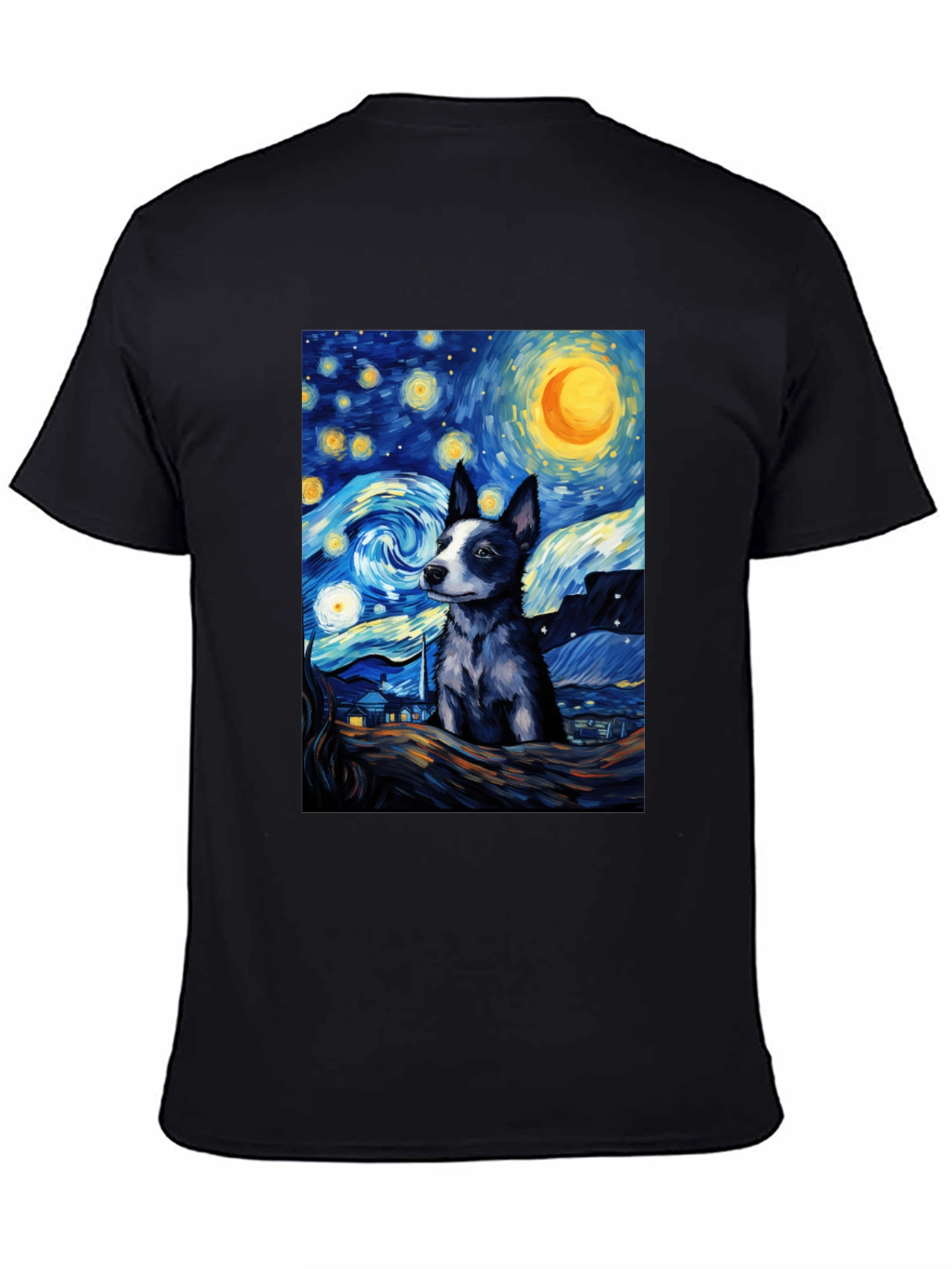 Starry Night Dog T-Shirt - Artistic Pet Lover Tee