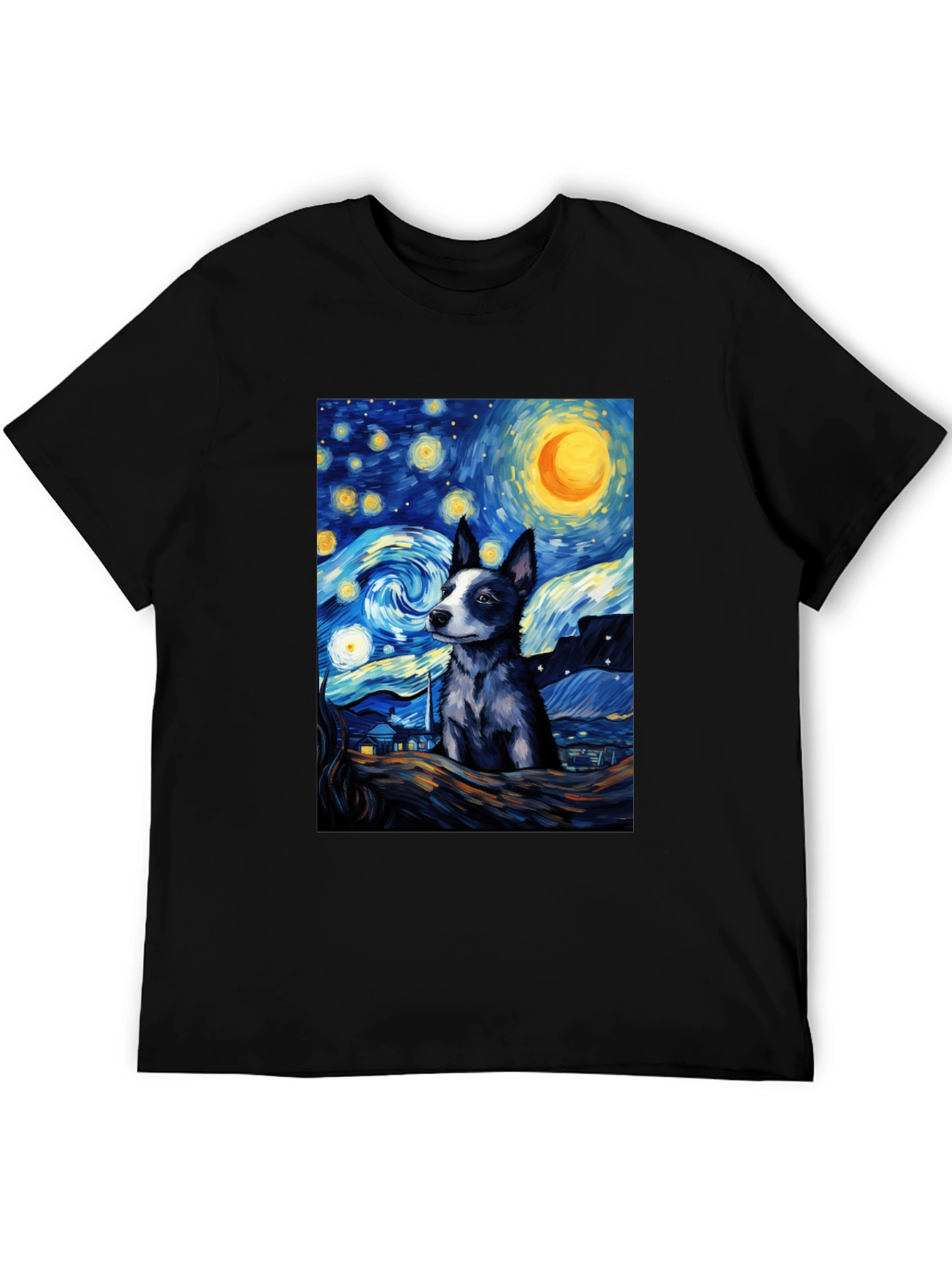 Starry Night Dog T-Shirt - Artistic Pet Lover Tee