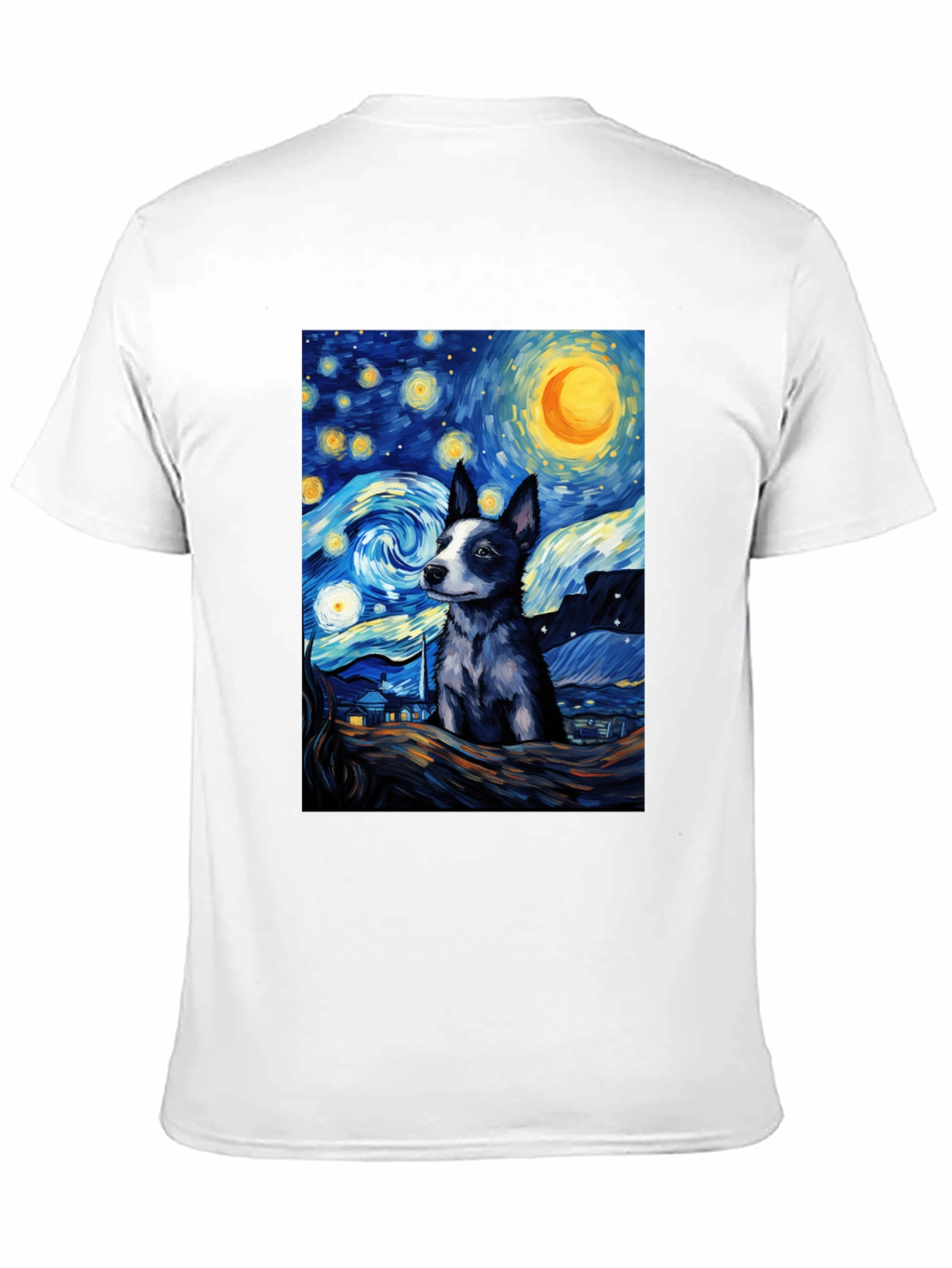 Starry Night Dog T-Shirt - Artistic Pet Lover Tee