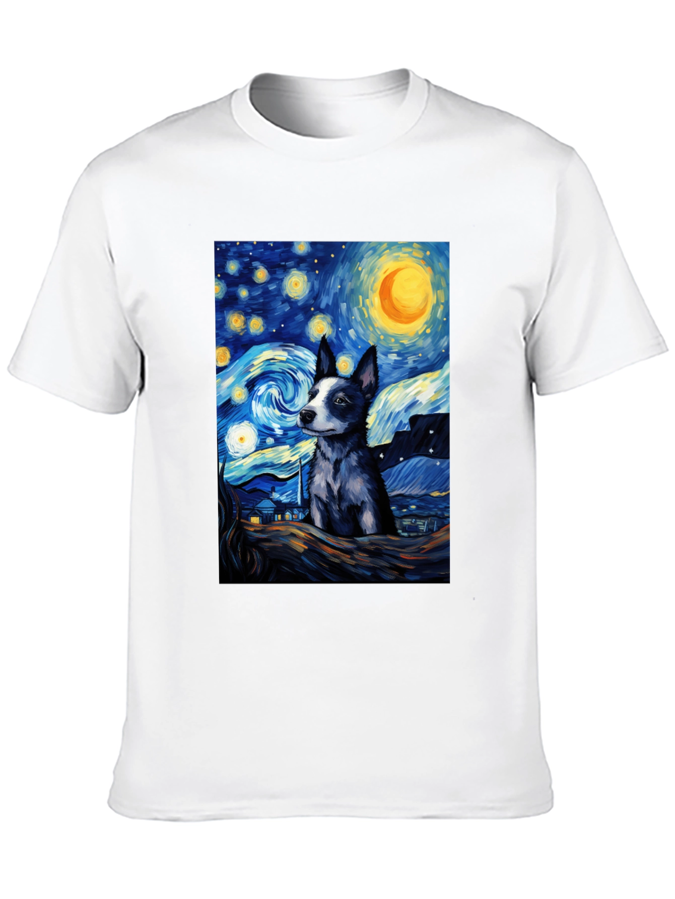 Starry Night Dog T-Shirt - Artistic Pet Lover Tee