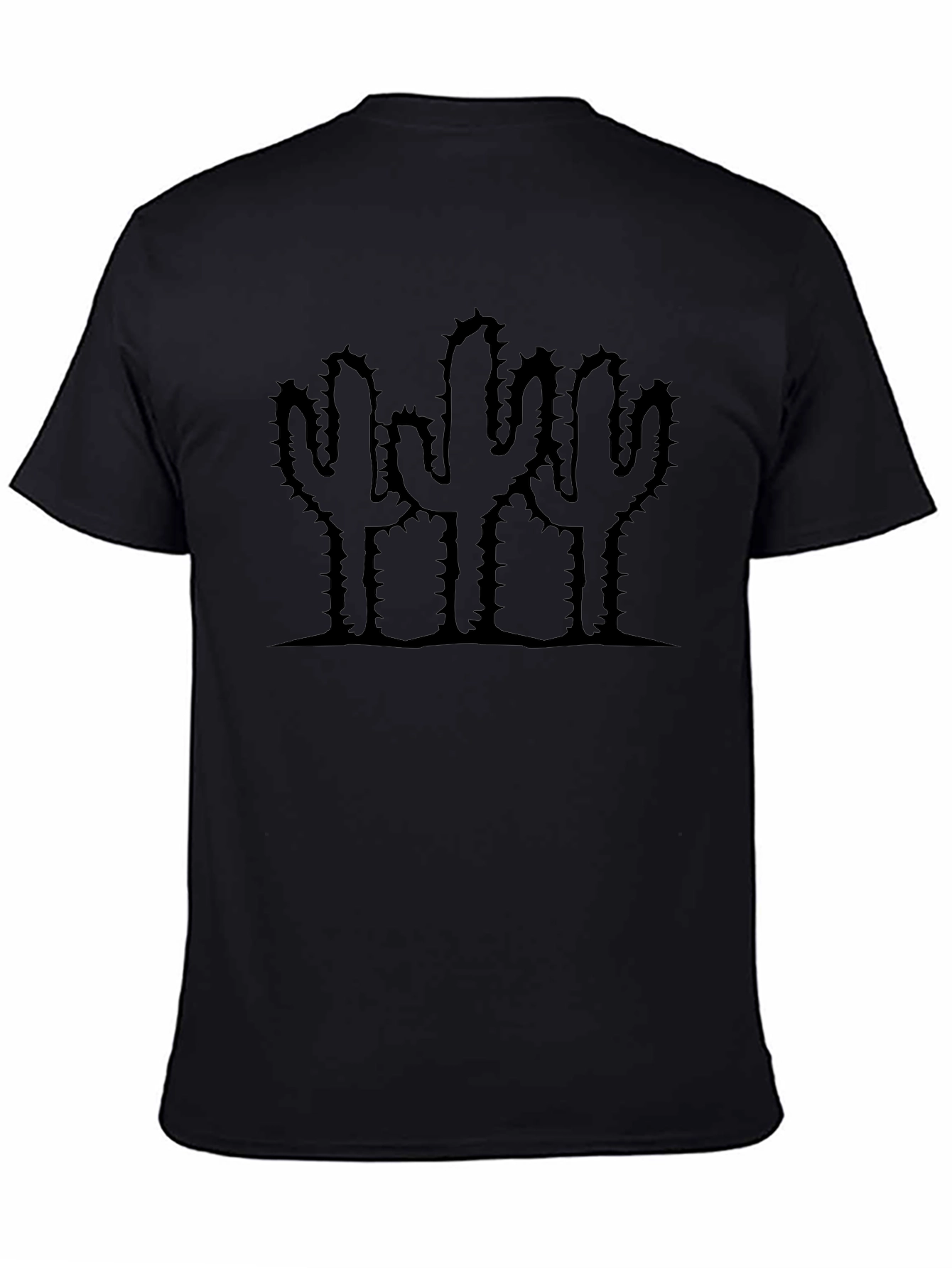 Cactus Graphic Print Mens Black T-Shirt