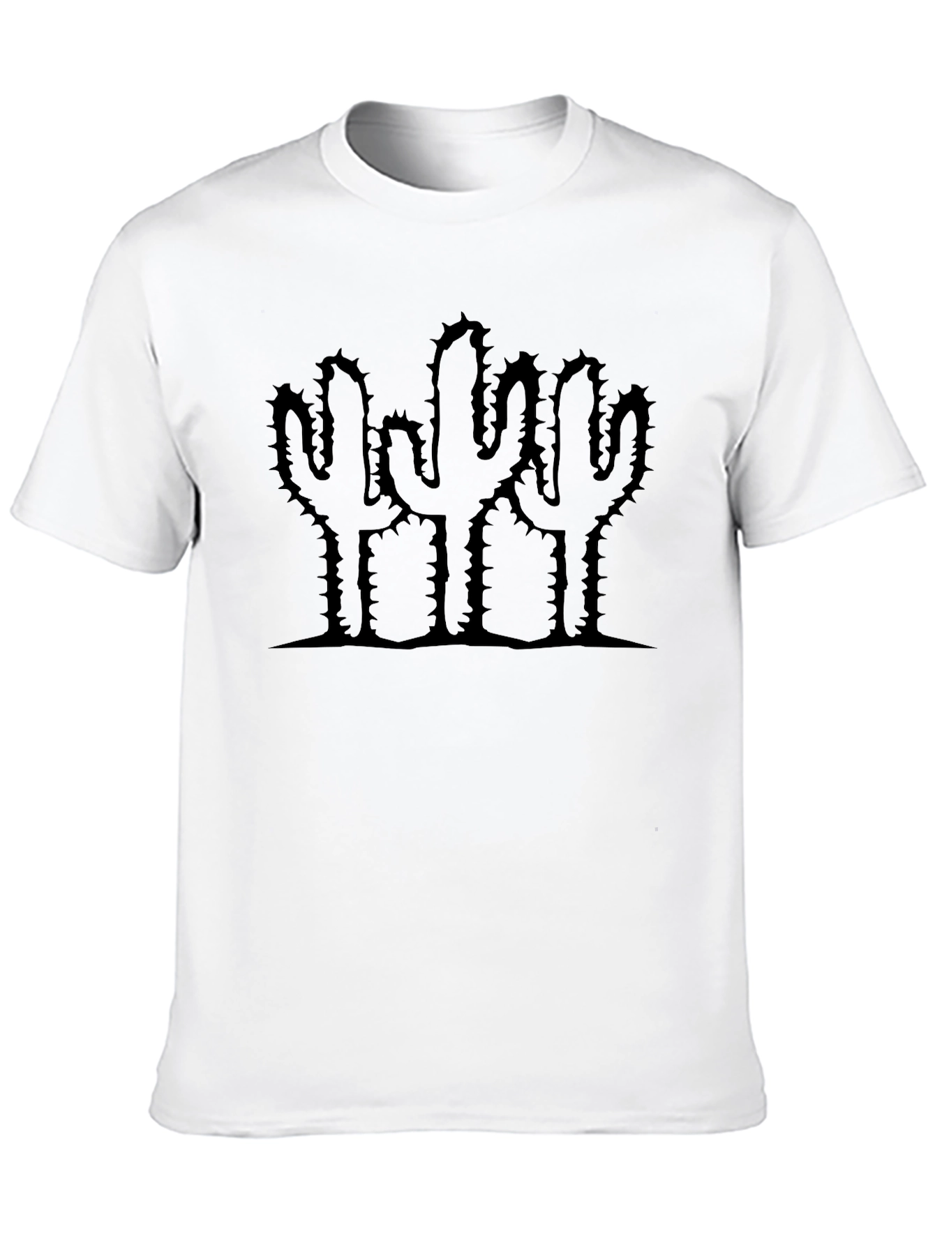 Cactus Graphic Print Mens Black T-Shirt