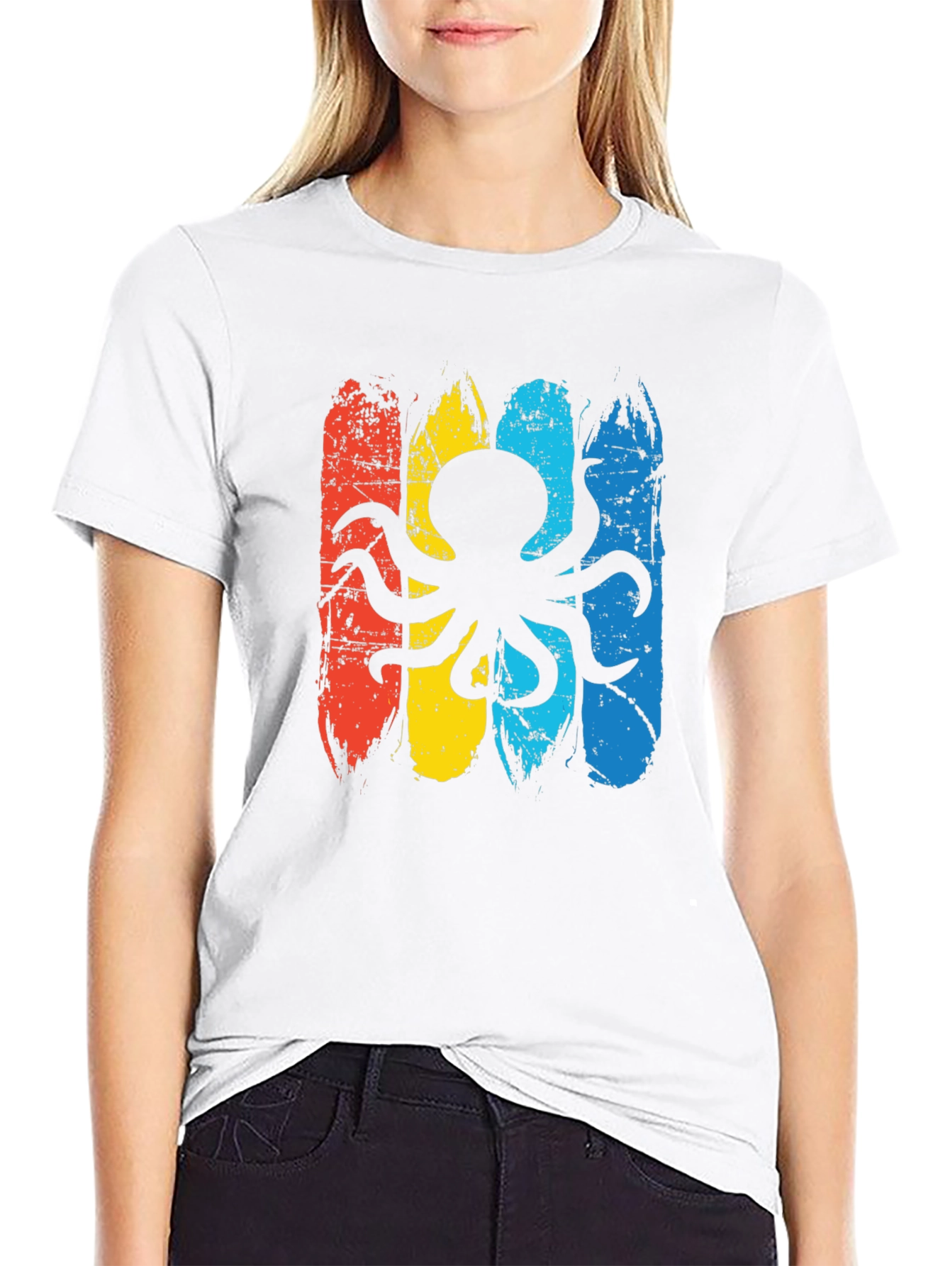 Retro Octopus Graphic T-Shirt - Black