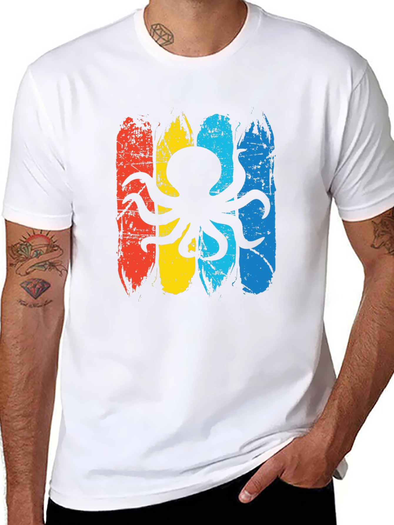 Retro Octopus Graphic T-Shirt - Black