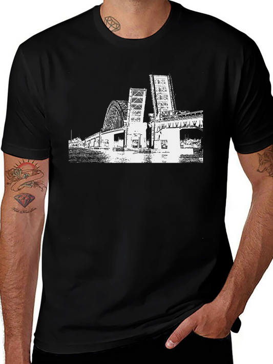 Bridge Graphic Tee - Black Cotton Casual Shirt