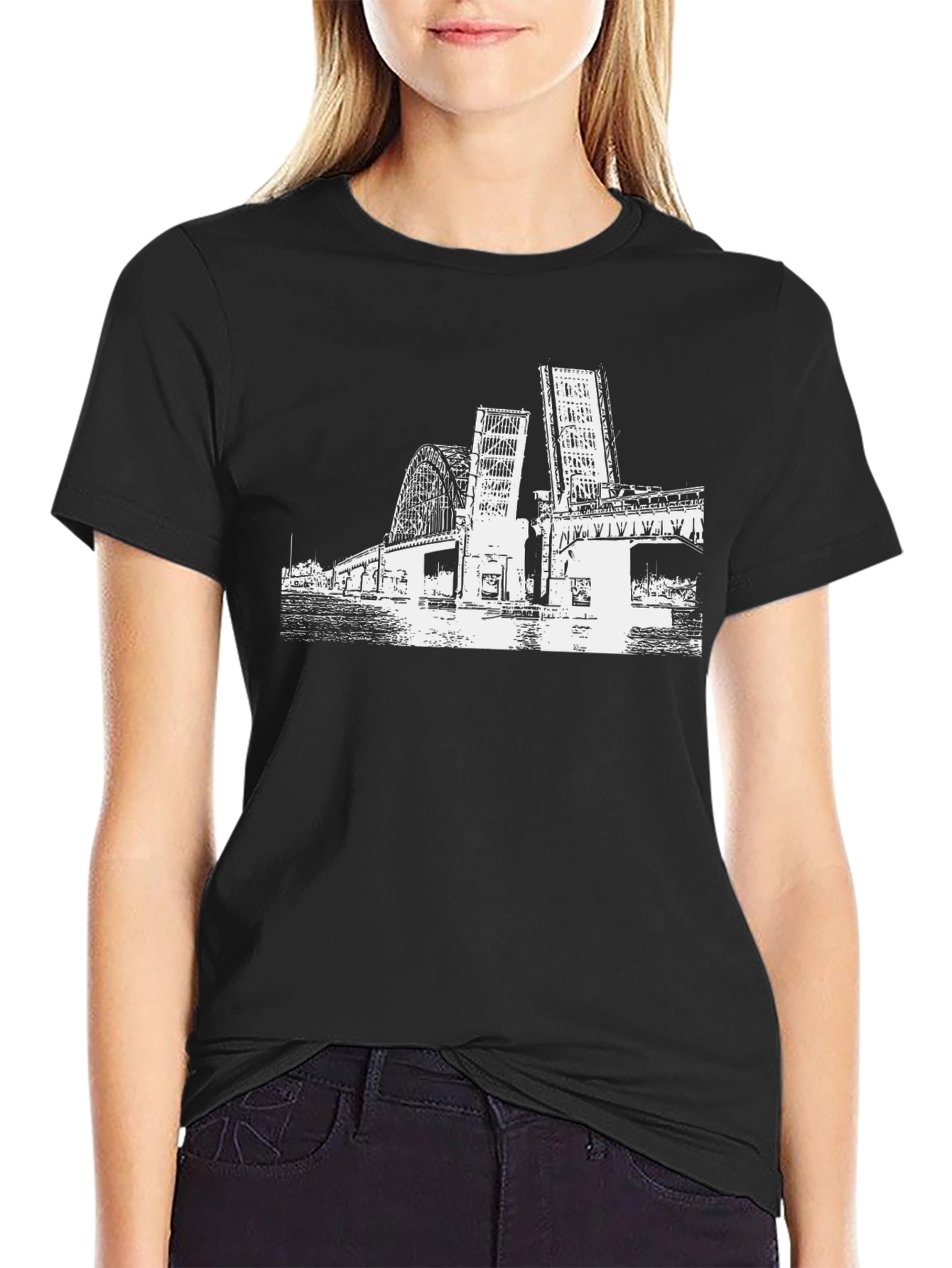 Bridge Graphic Tee - Black Cotton Casual Shirt