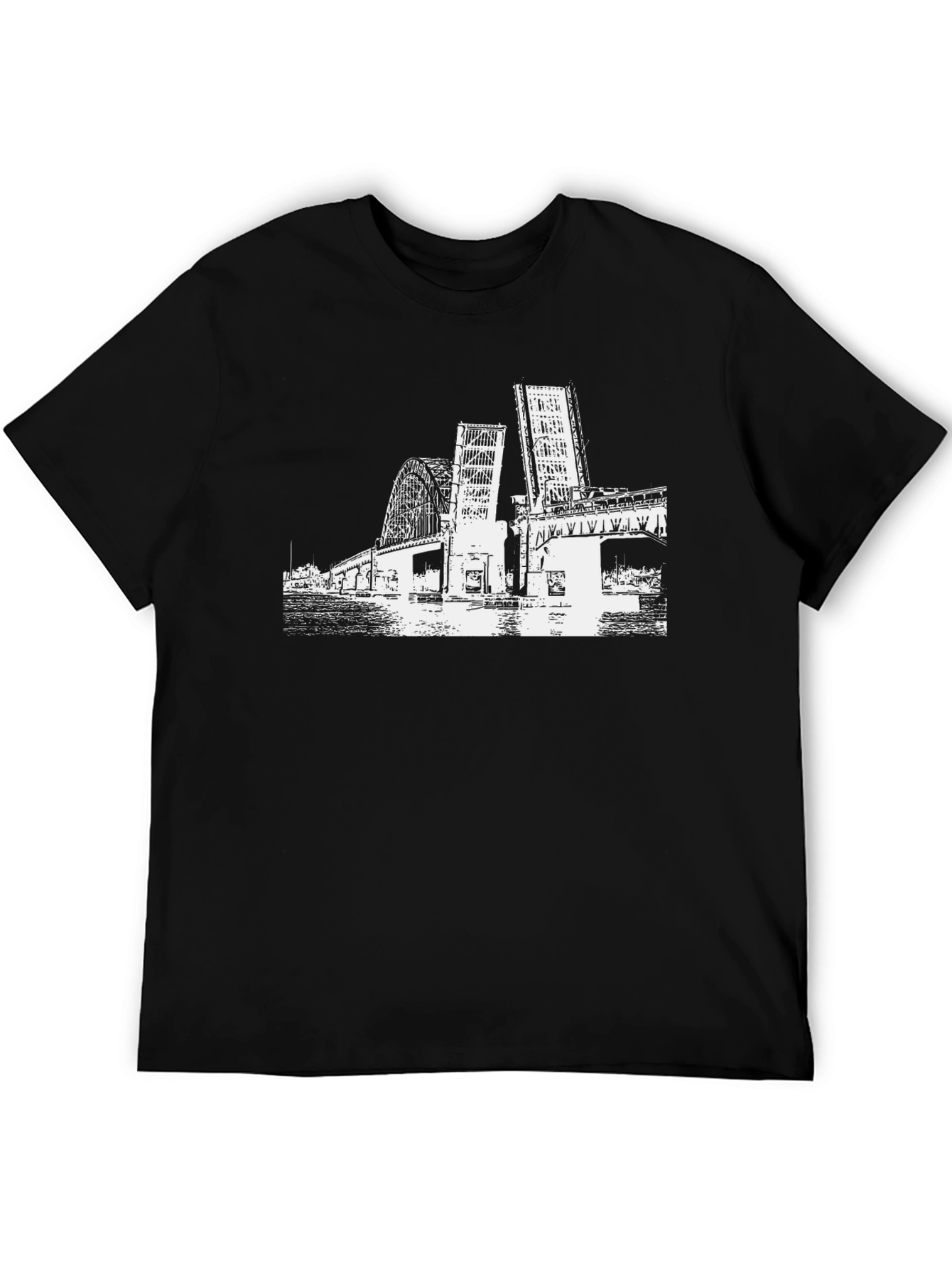 Bridge Graphic Tee - Black Cotton Casual Shirt