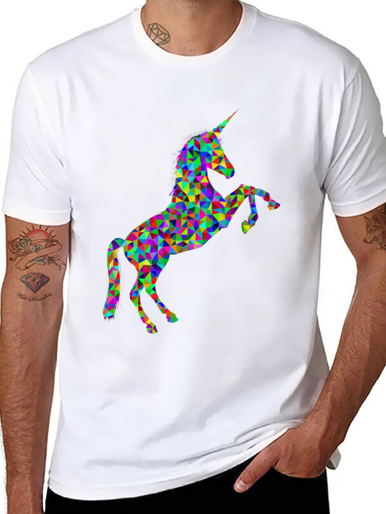 Geometric Unicorn Black T-Shirt - Mens