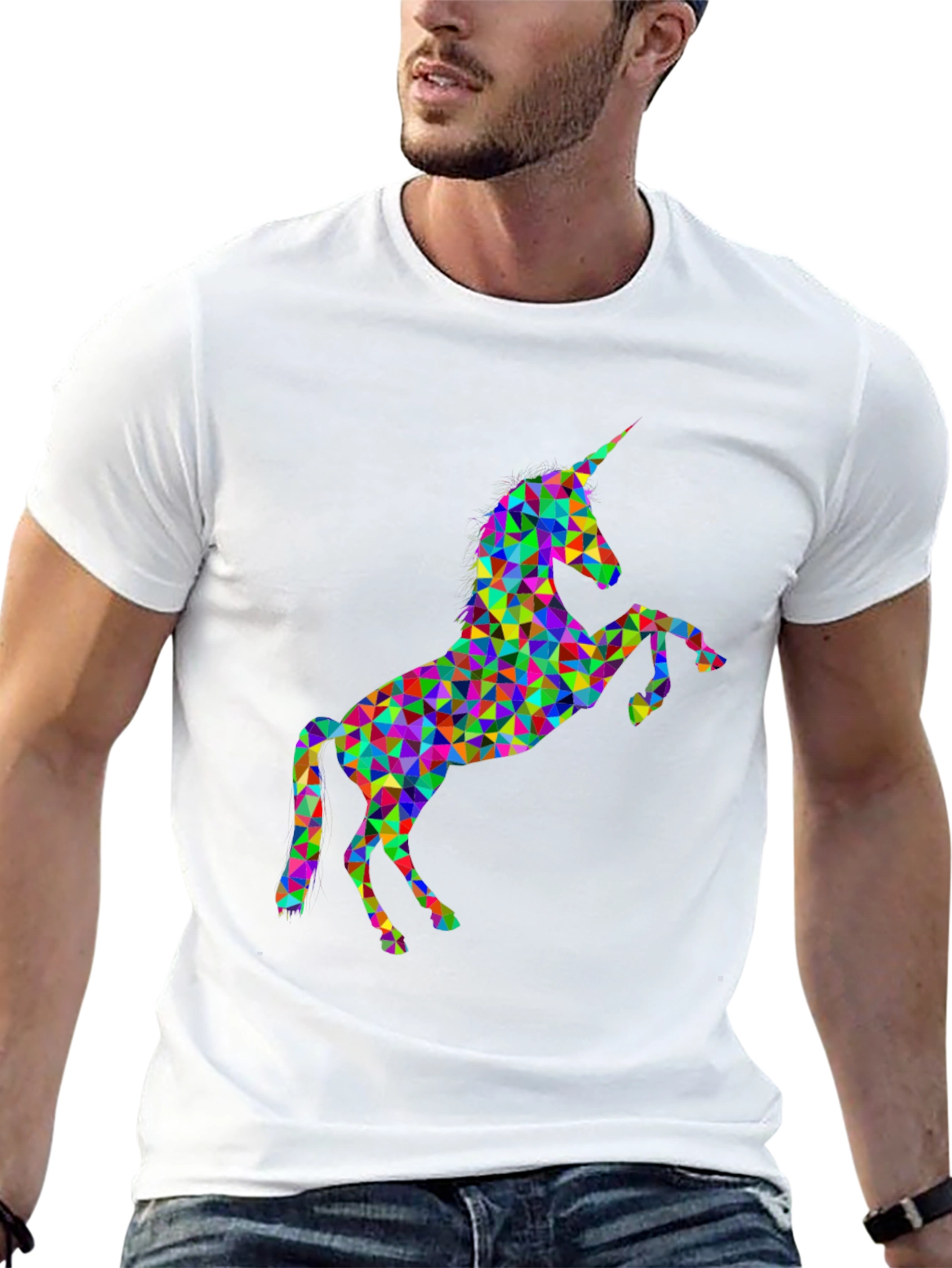 Geometric Unicorn Black T-Shirt - Mens