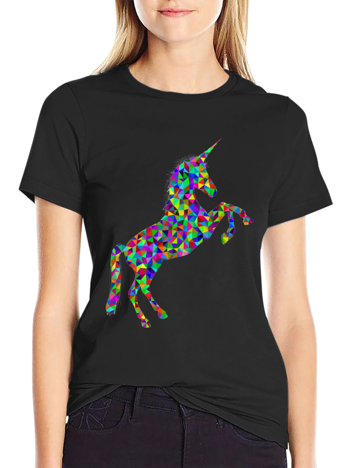 Geometric Unicorn Black T-Shirt - Mens