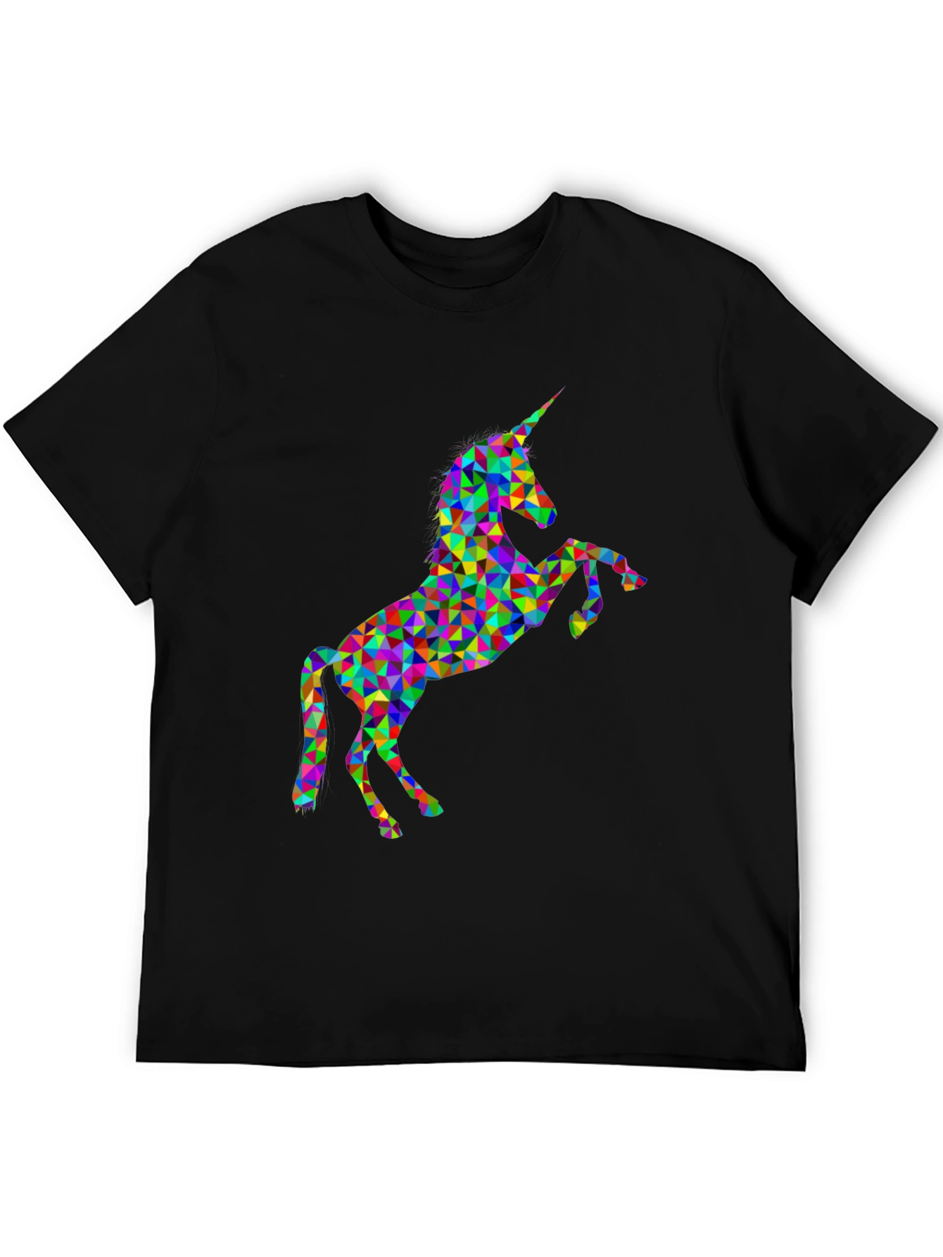 Geometric Unicorn Black T-Shirt - Mens