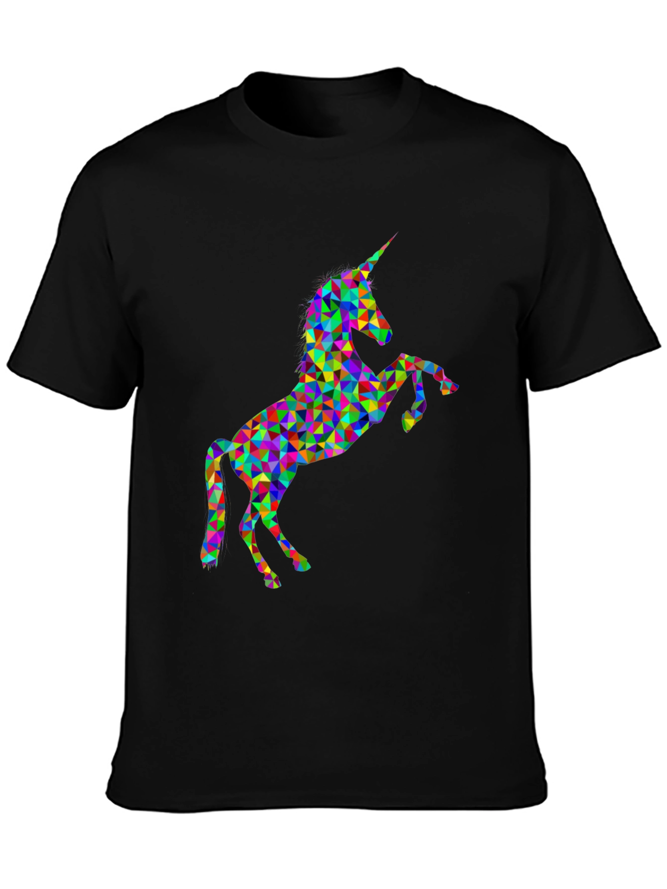 Geometric Unicorn Black T-Shirt - Mens