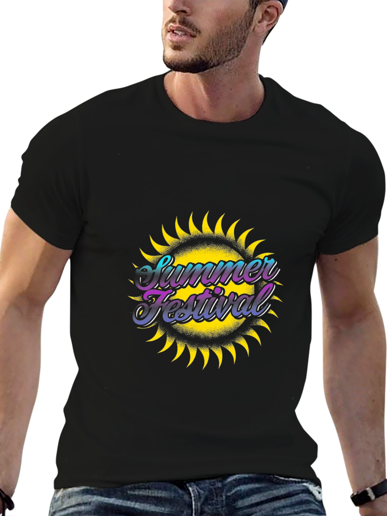 Summer Festival Graphic Black T-Shirt