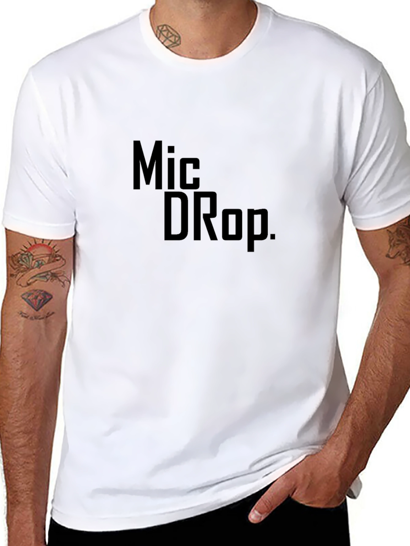 Mic Drop Graphic Tee - Trendy Black T-Shirt