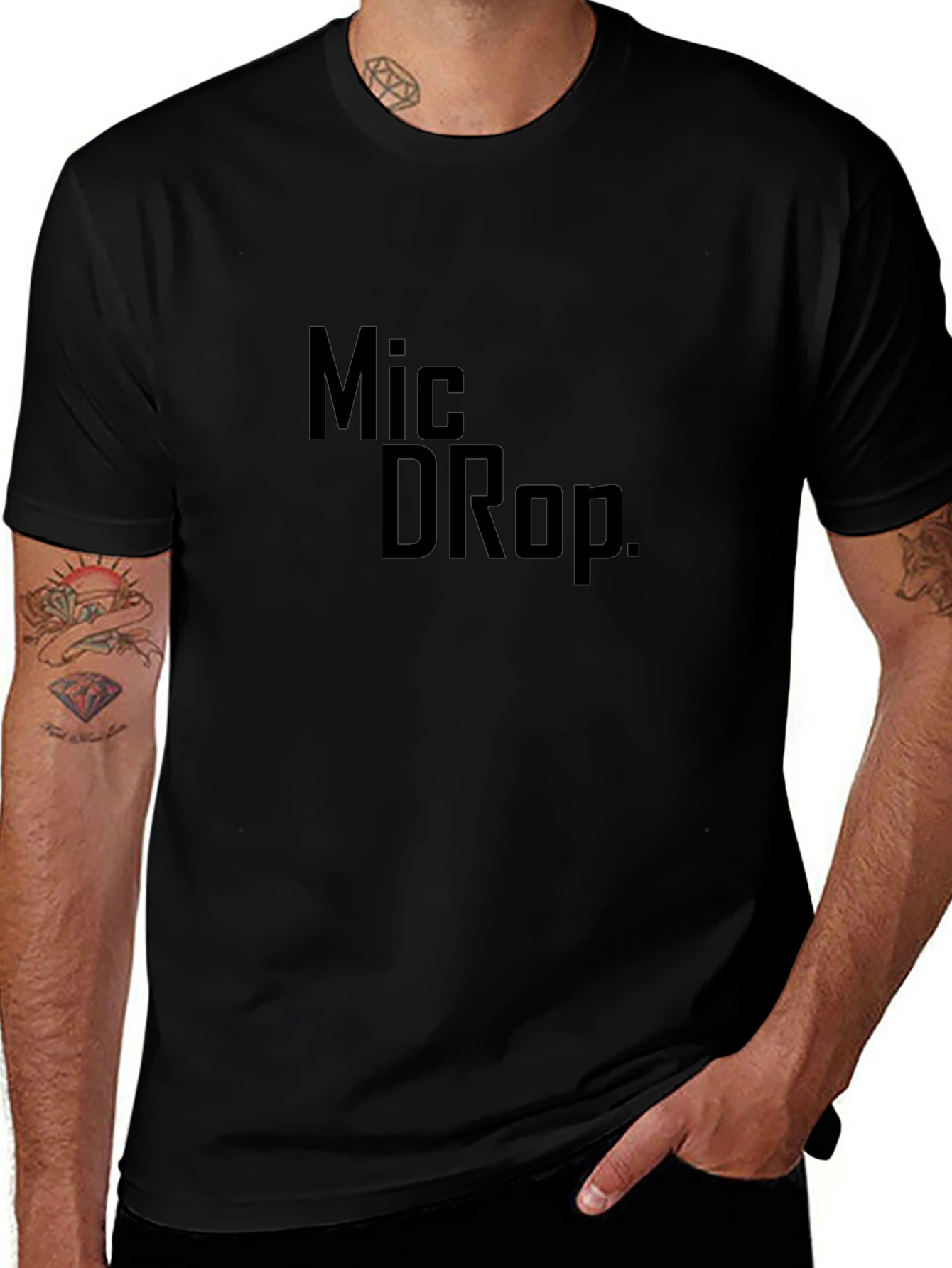 Mic Drop Graphic Tee - Trendy Black T-Shirt