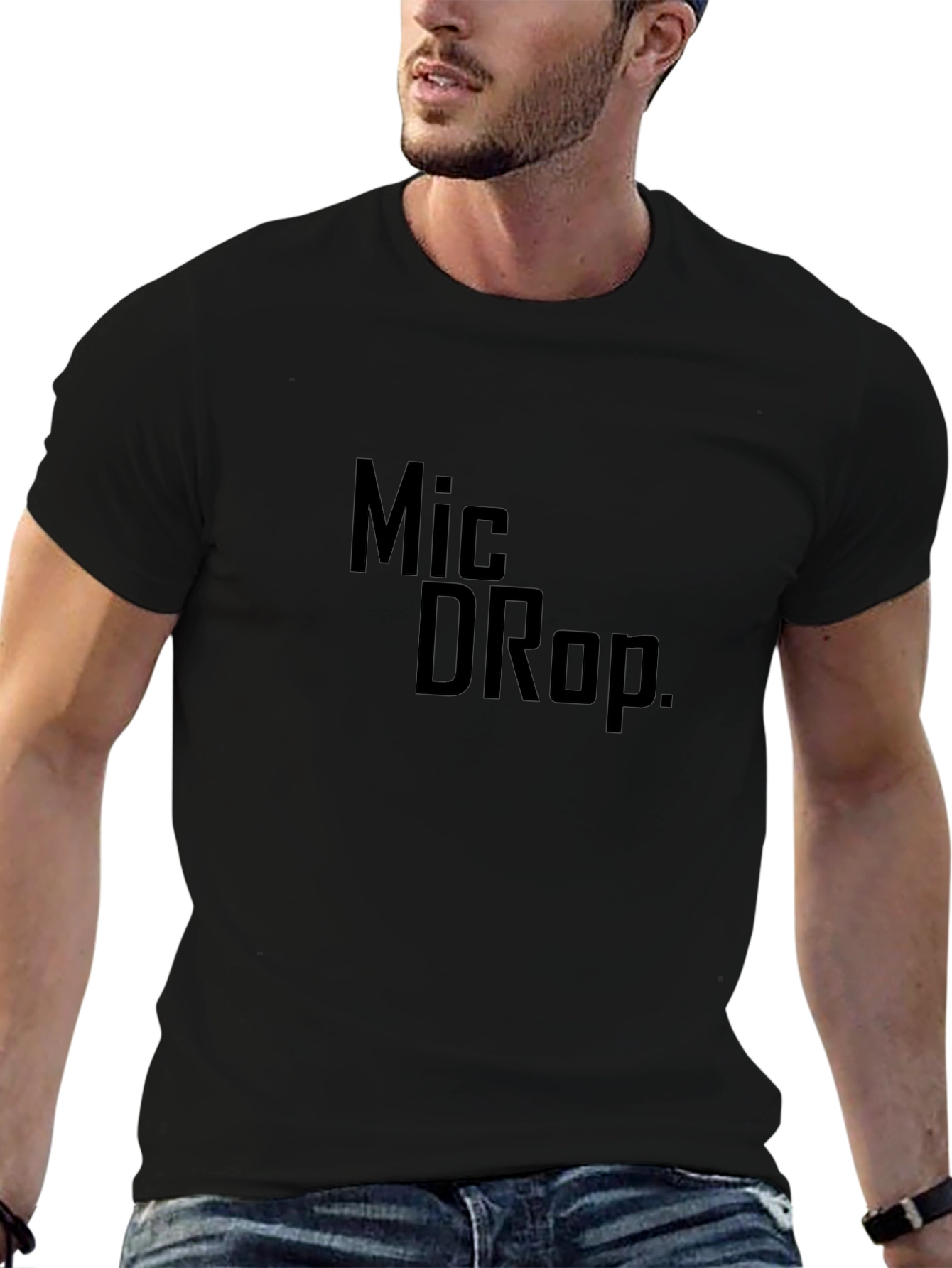 Mic Drop Graphic Tee - Trendy Black T-Shirt