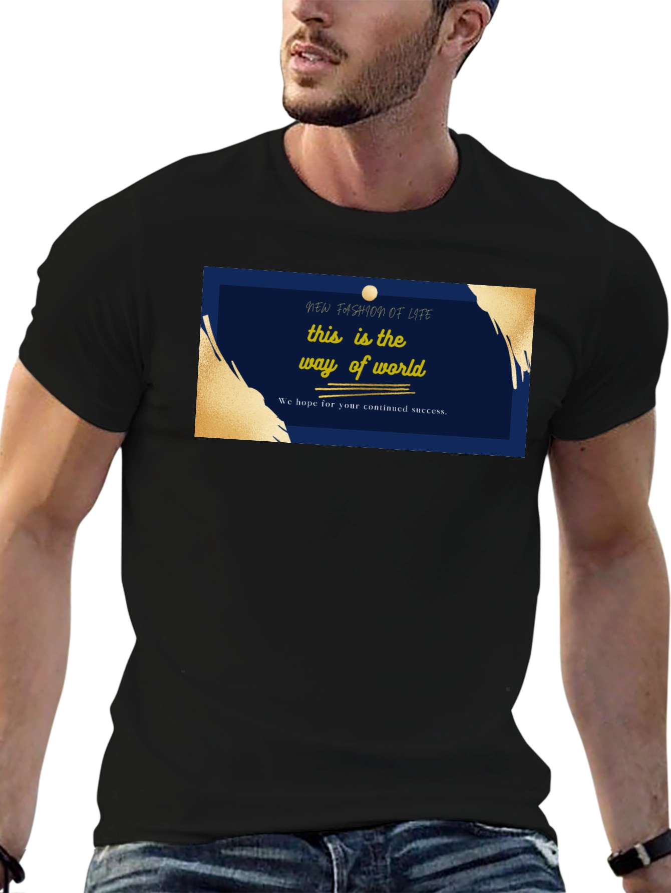 Stylish Black T-Shirt with New Fashion of Life Graphic
