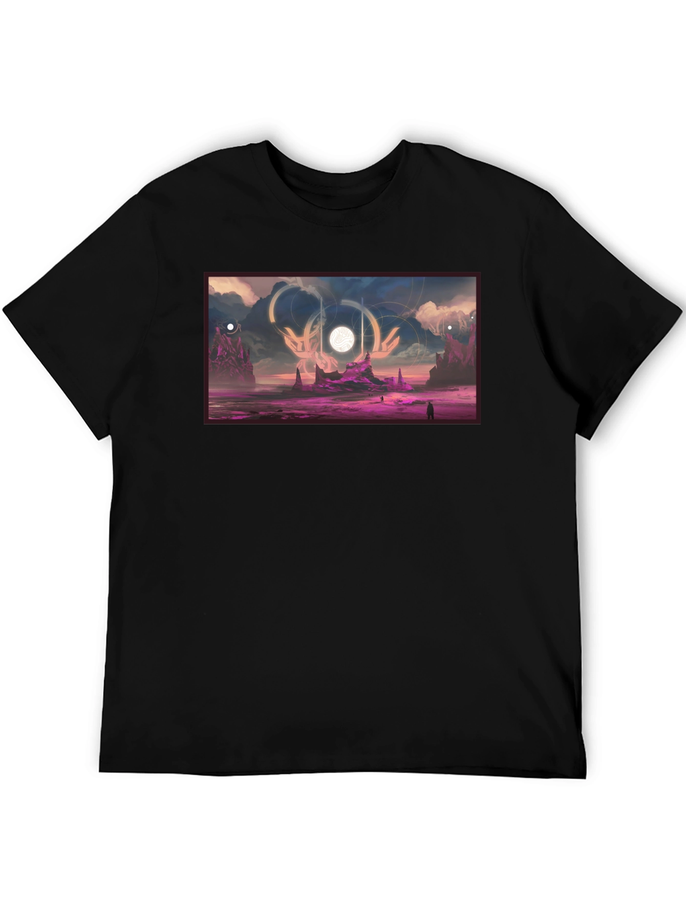 Sci-Fi Landscape Graphic Black T-Shirt