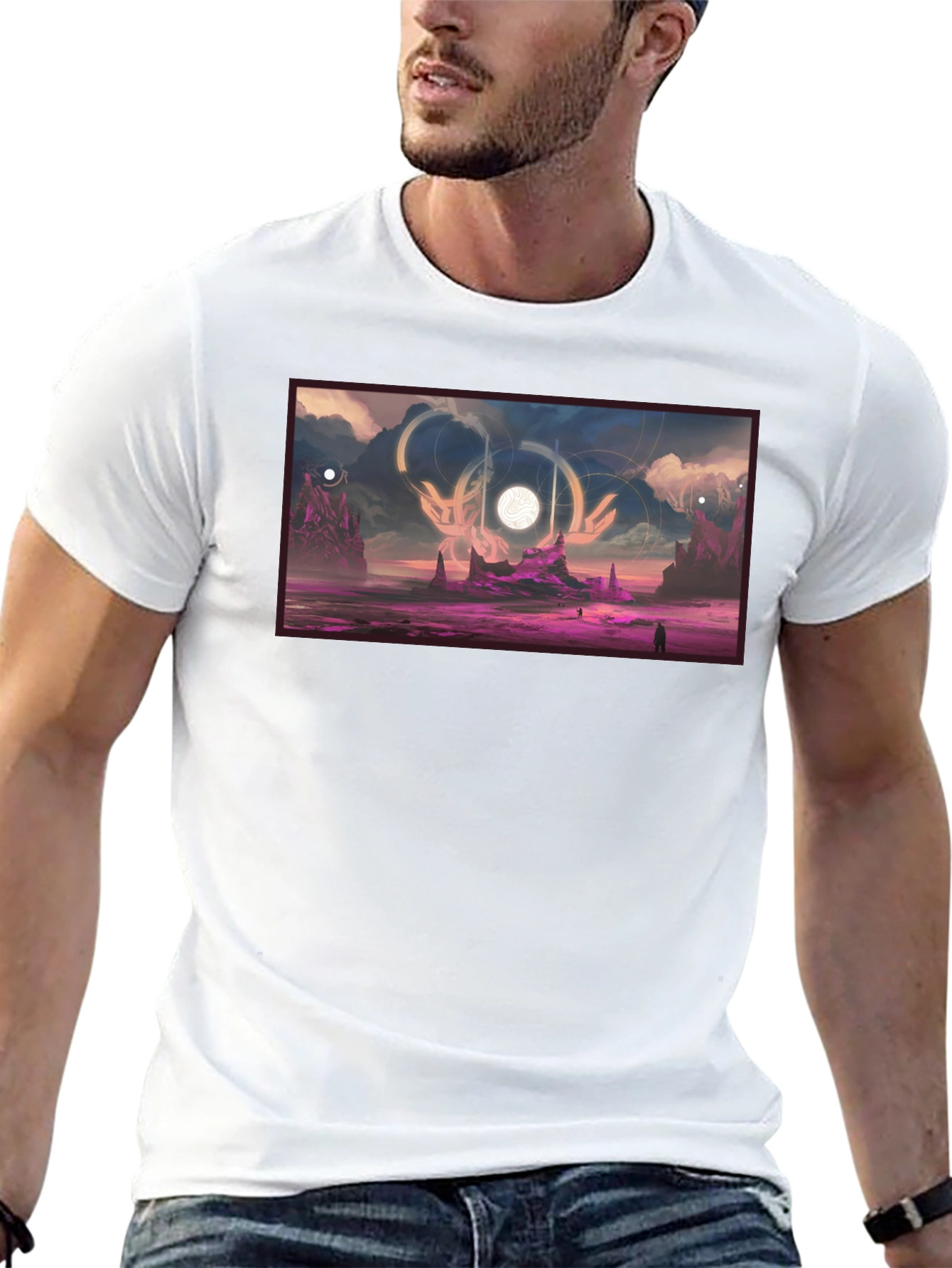 Sci-Fi Landscape Graphic Black T-Shirt