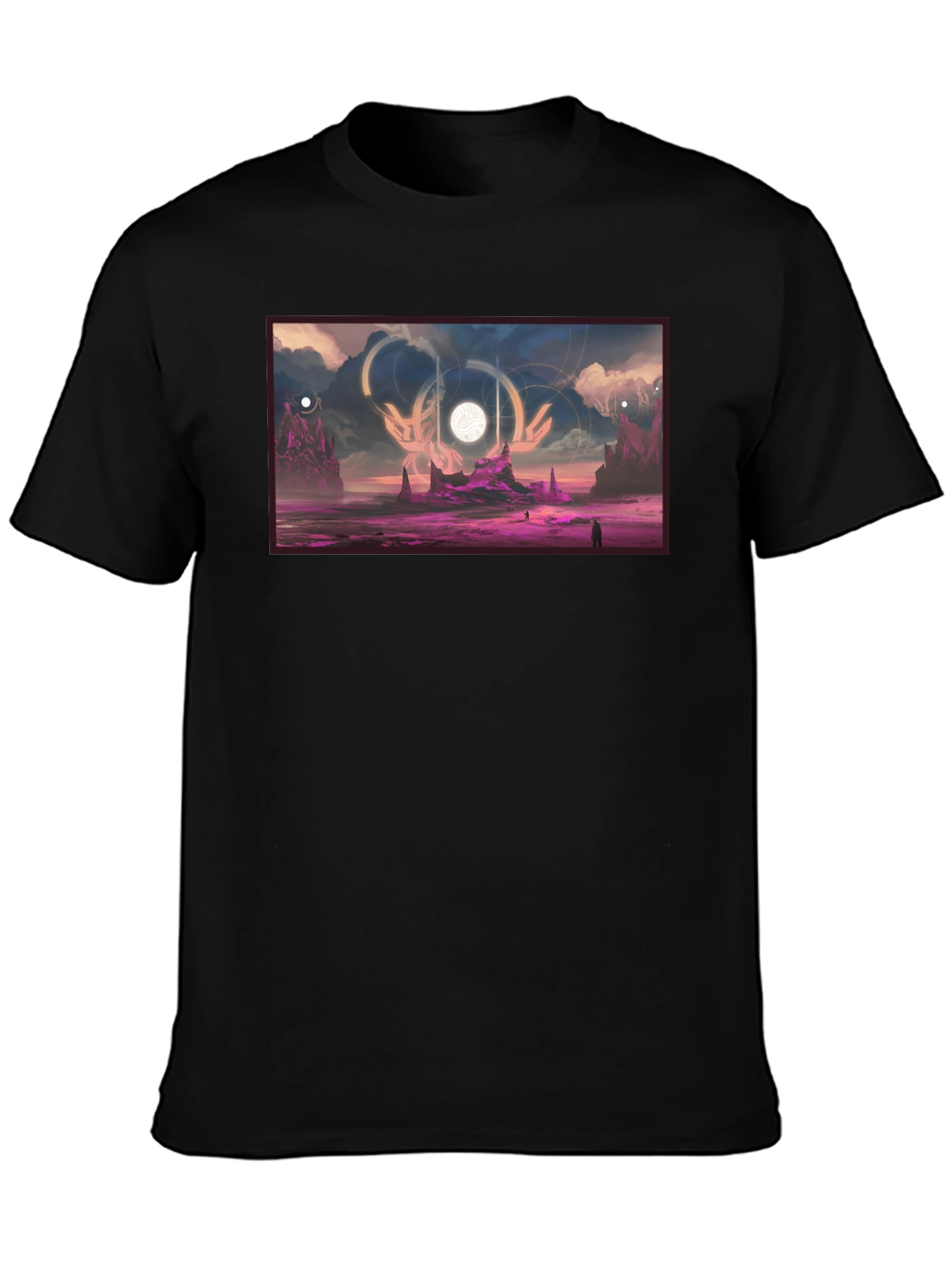 Sci-Fi Landscape Graphic Black T-Shirt