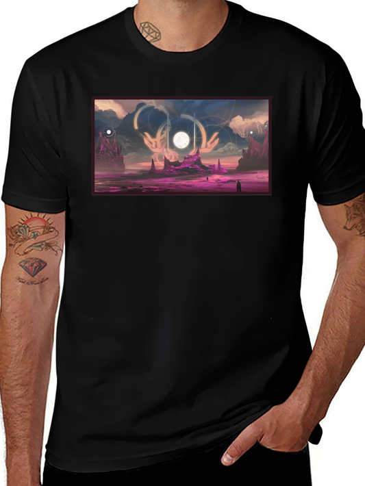 Sci-Fi Landscape Graphic Black T-Shirt