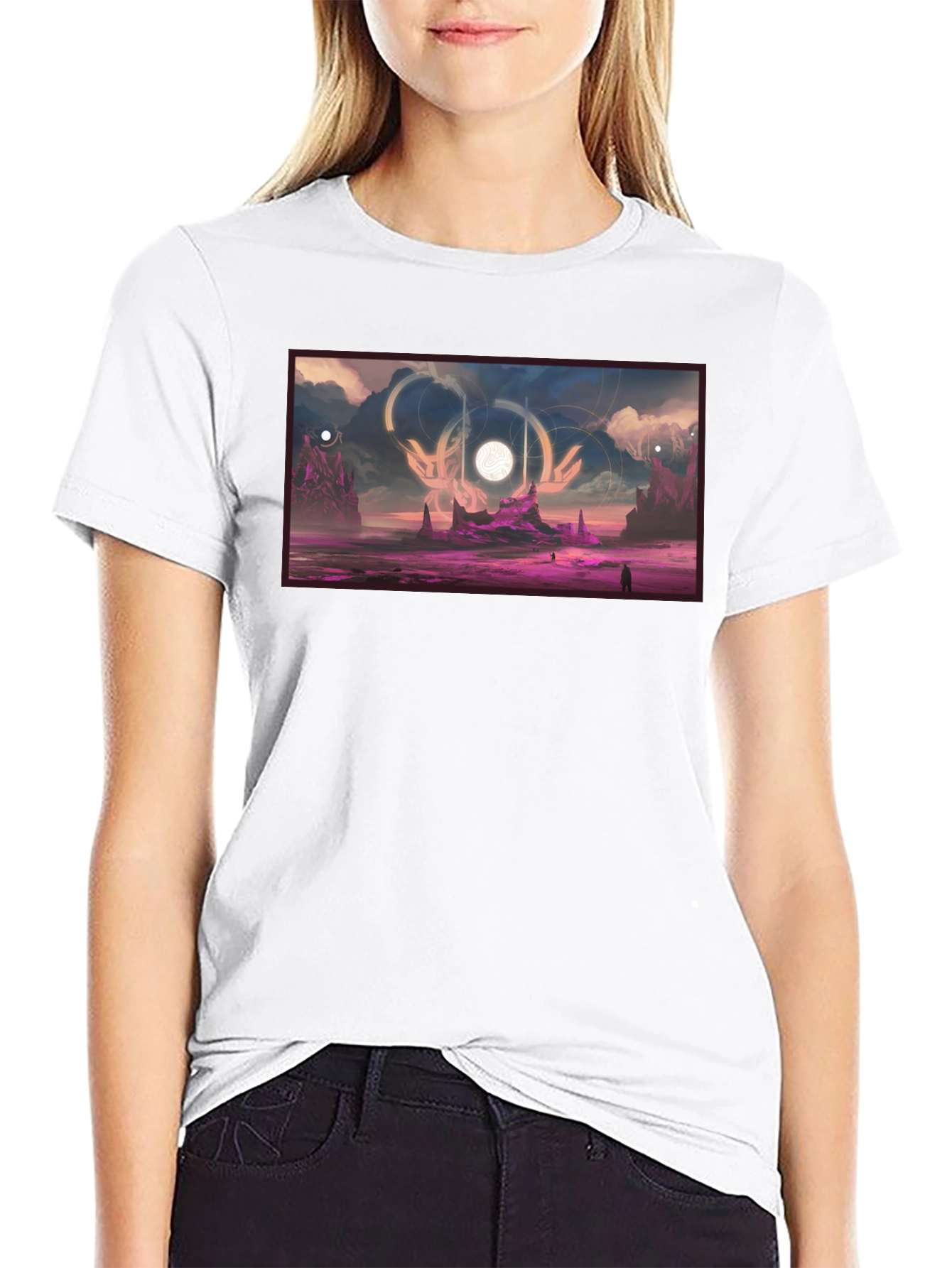 Sci-Fi Landscape Graphic Black T-Shirt