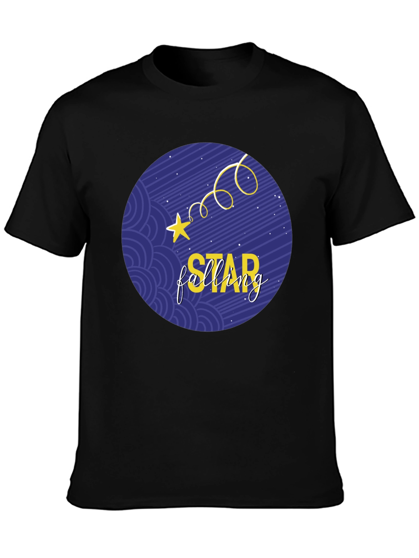 Falling Star Graphic Tee - Stylish Round Print T-Shirt