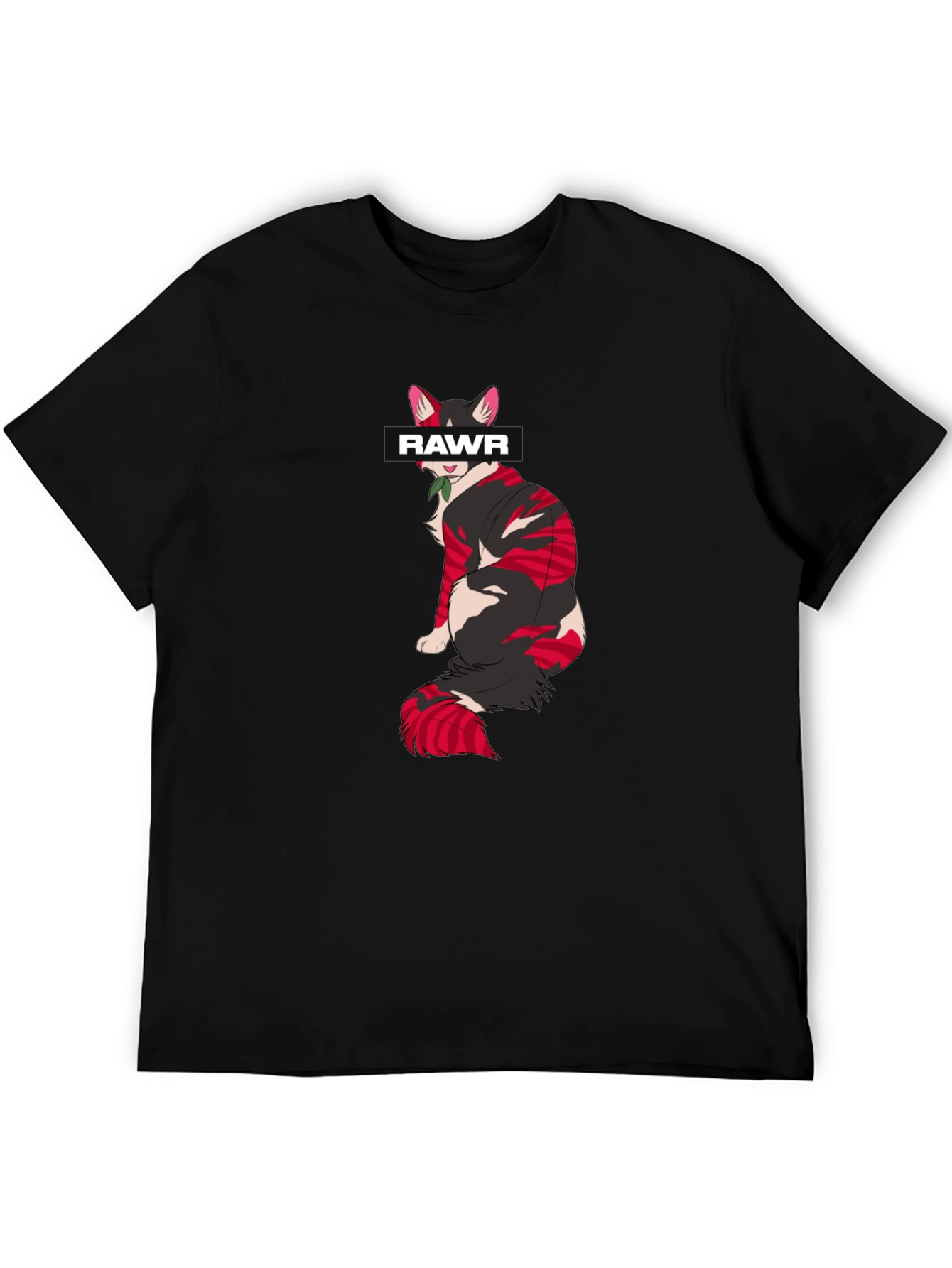 Rawr Cat Graphic Tee - Stylish Black Cotton T-Shirt