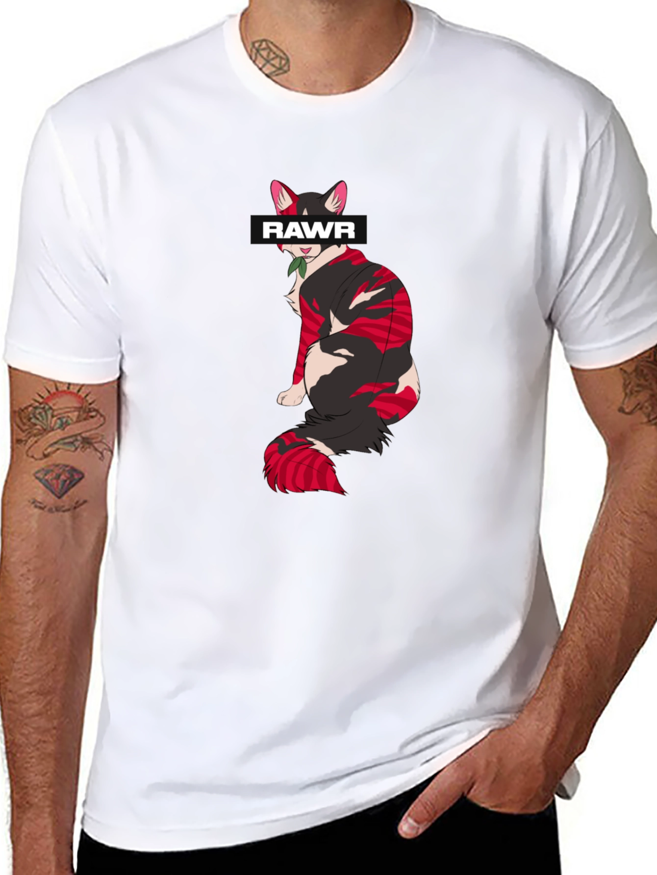 Rawr Cat Graphic Tee - Stylish Black Cotton T-Shirt