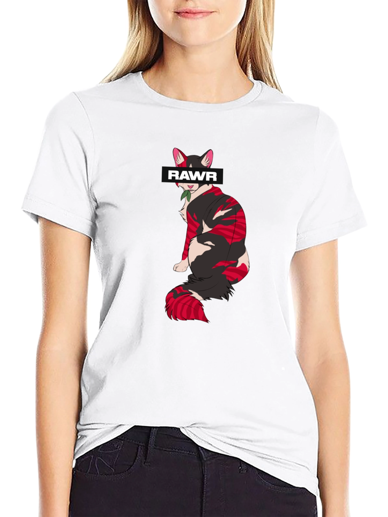 Rawr Cat Graphic Tee - Stylish Black Cotton T-Shirt