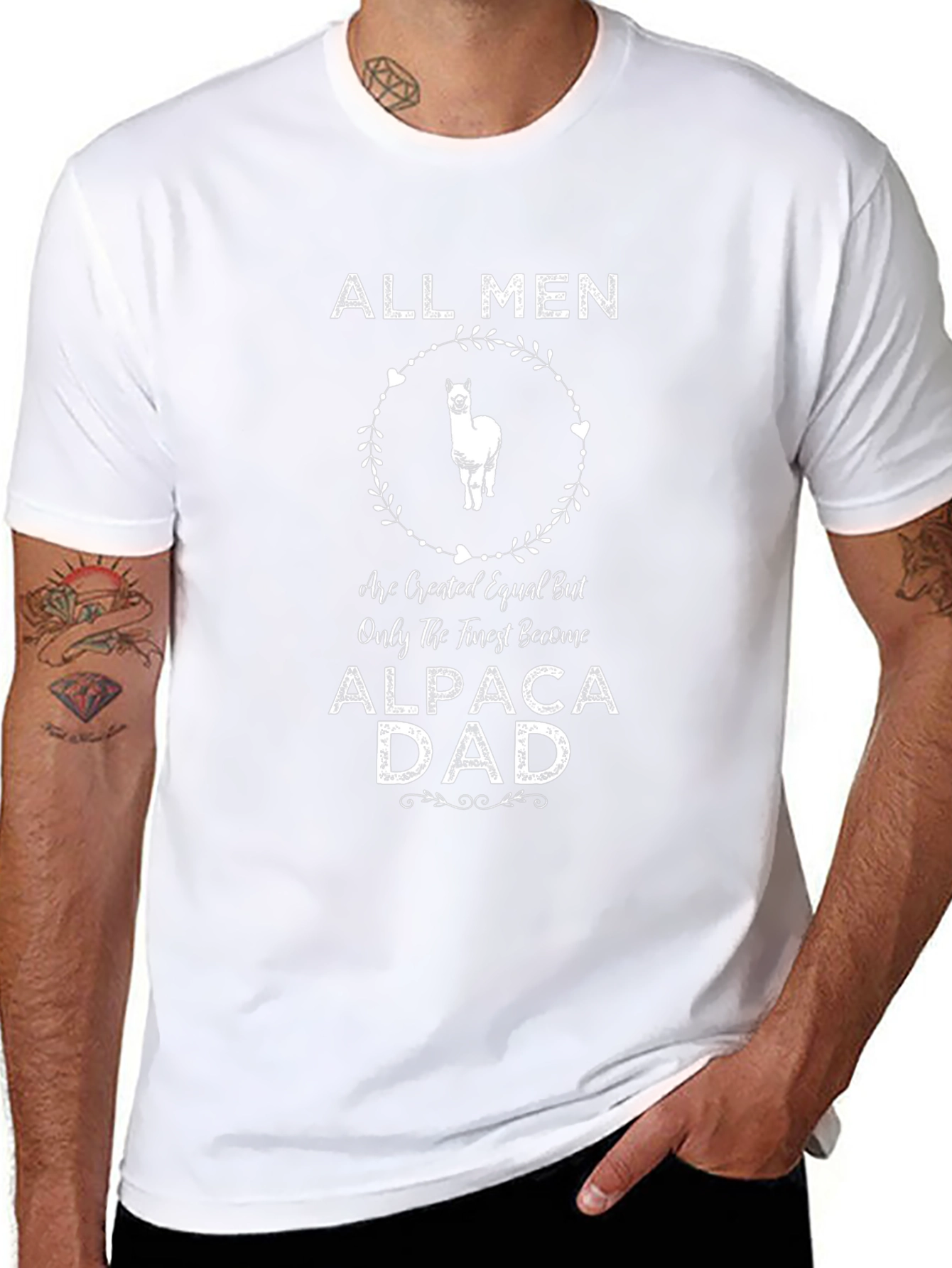 Alpaca Dad T-Shirt - All Men Are Created Equal