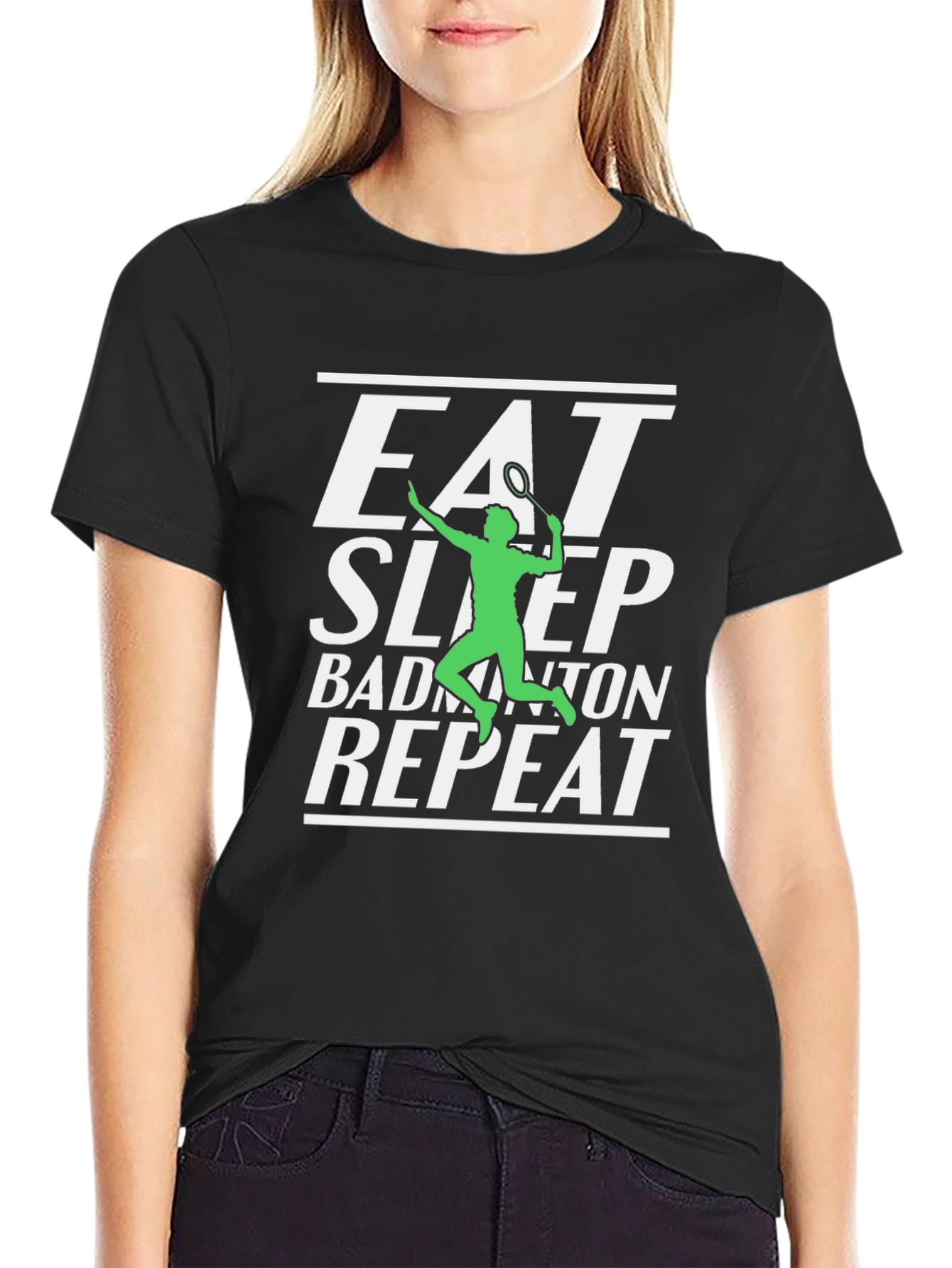 Eat Sleep Badminton Repeat Graphic Tee
