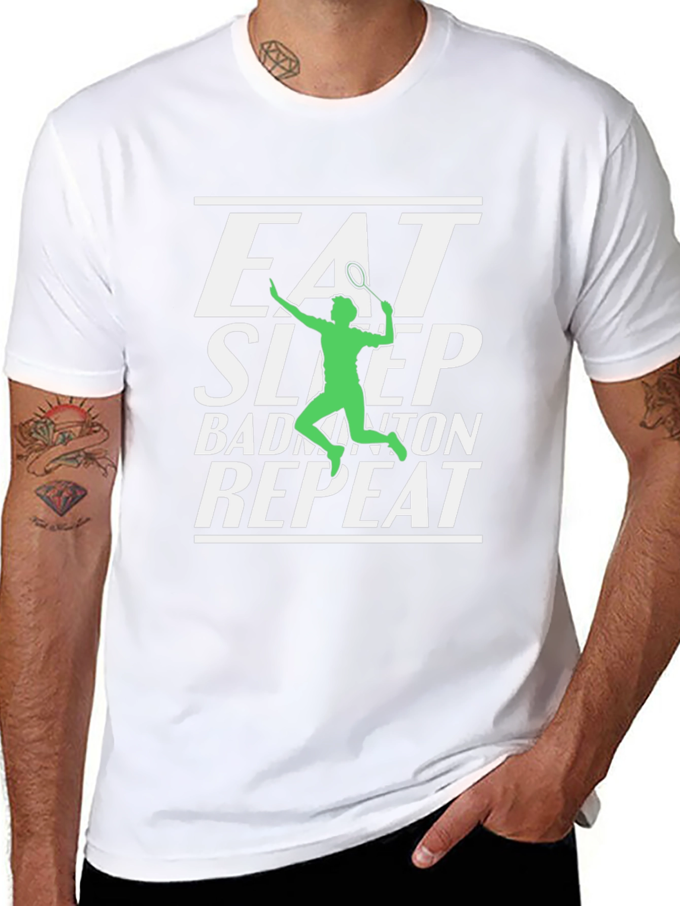 Eat Sleep Badminton Repeat Graphic Tee