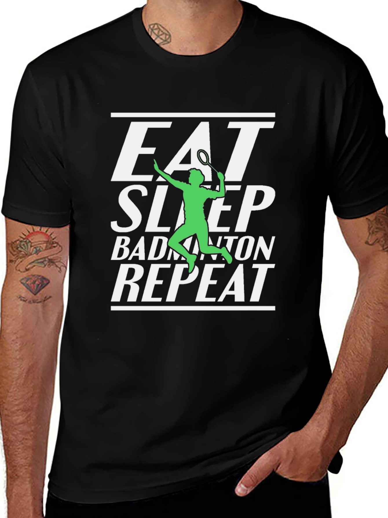 Eat Sleep Badminton Repeat Graphic Tee