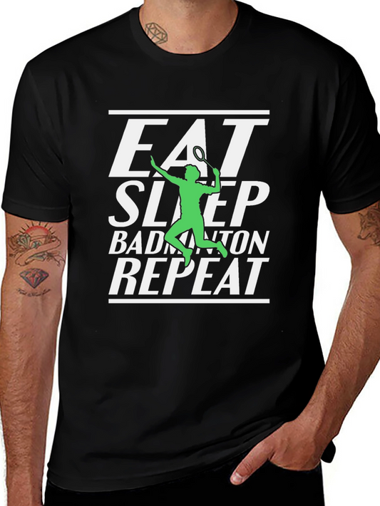 Eat Sleep Badminton Repeat Graphic Tee