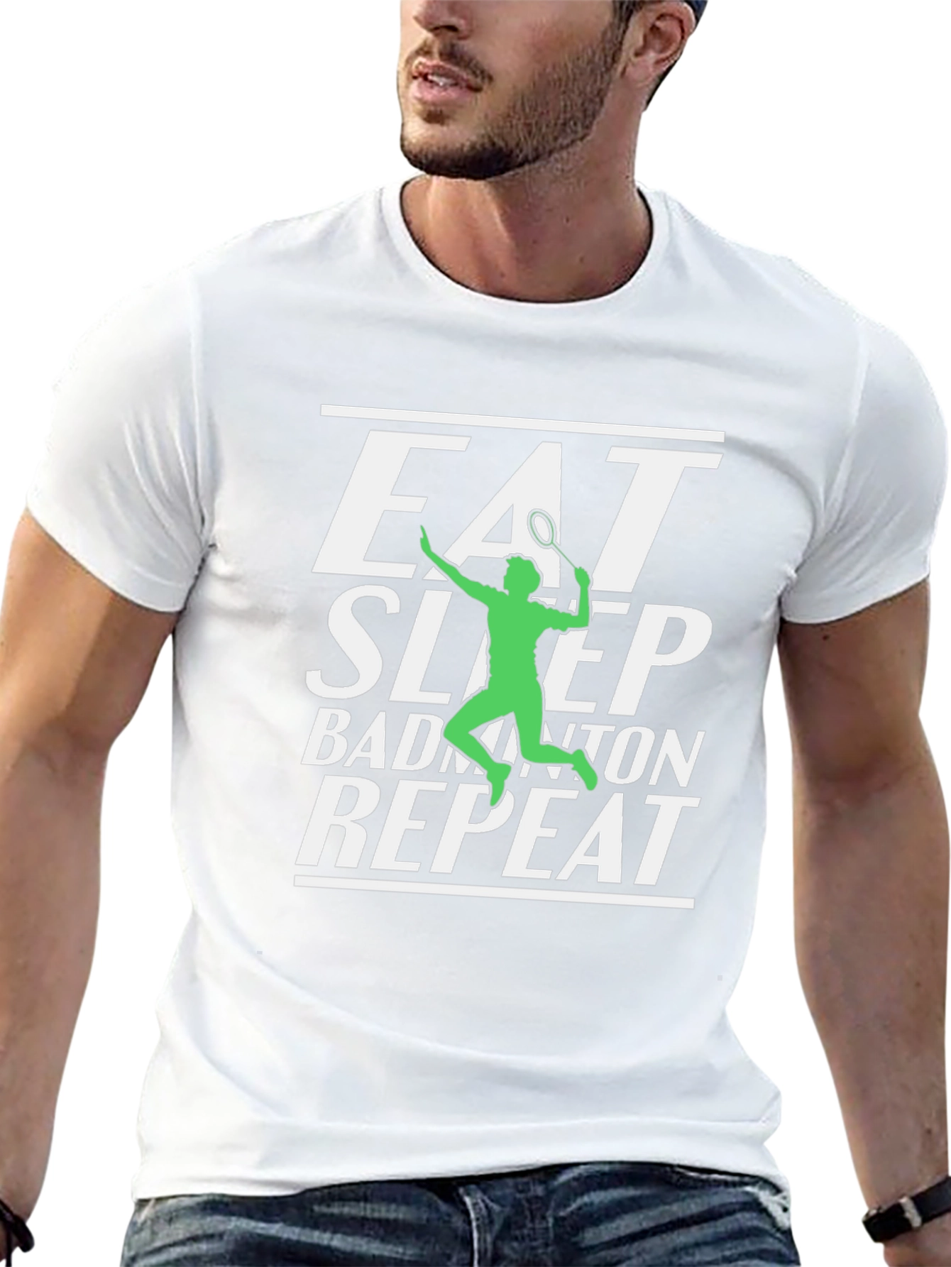 Eat Sleep Badminton Repeat Graphic Tee