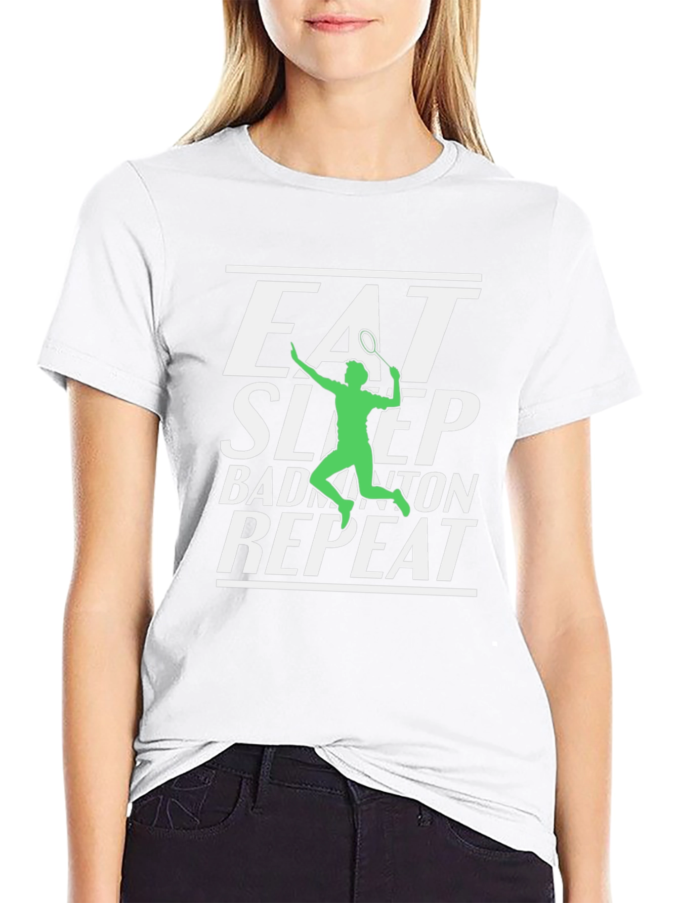 Eat Sleep Badminton Repeat Graphic Tee